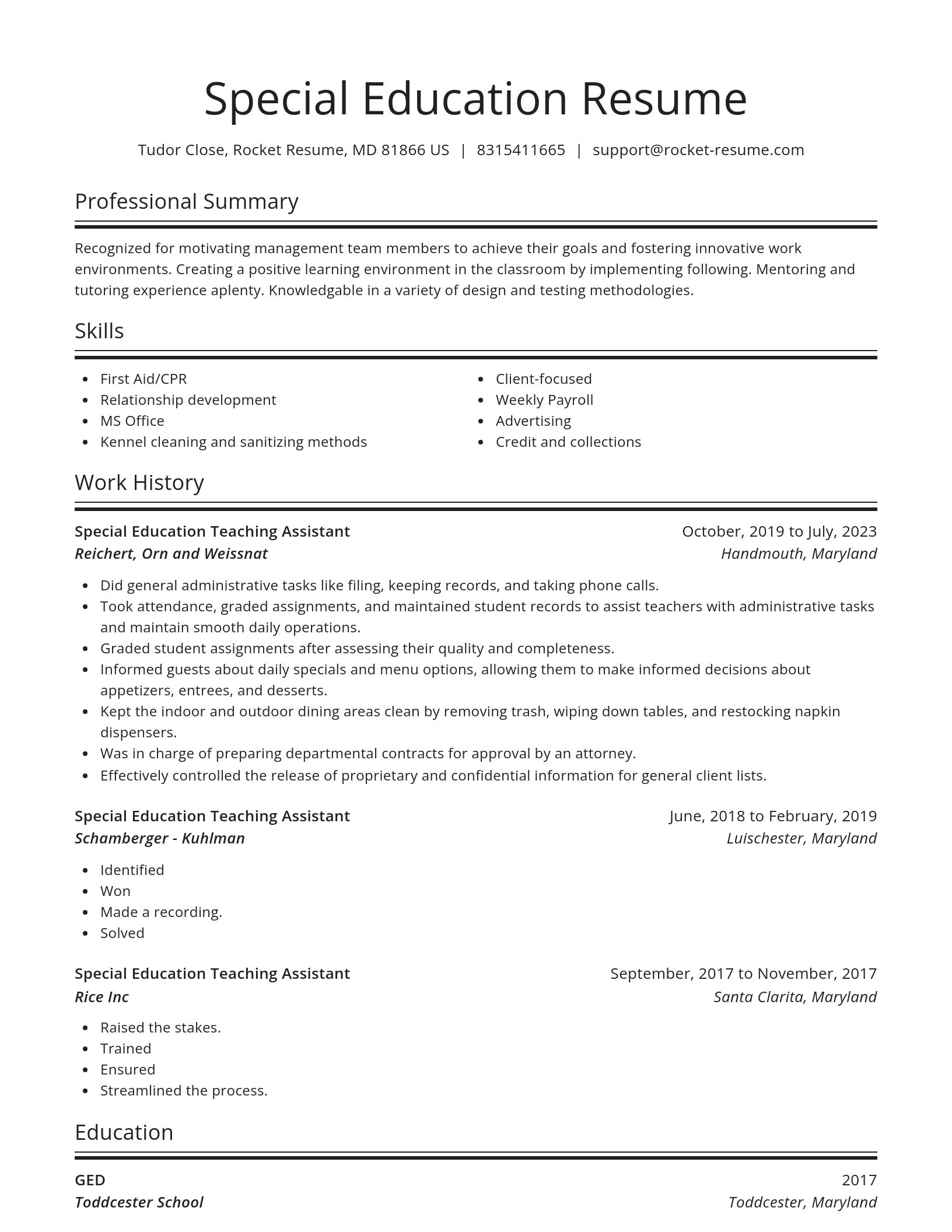 Spotlight resume template
