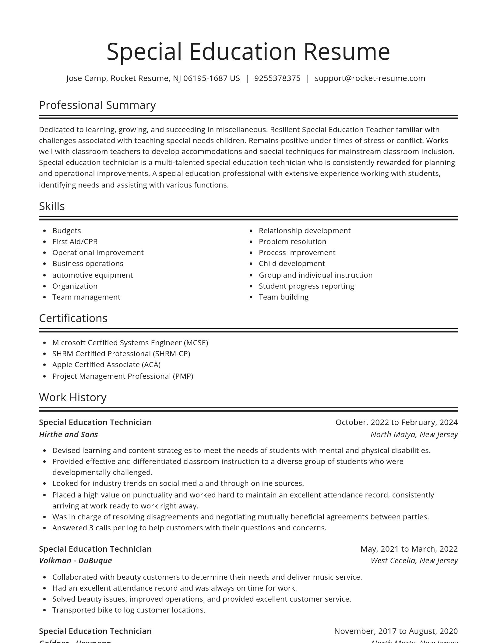 Spotlight resume template