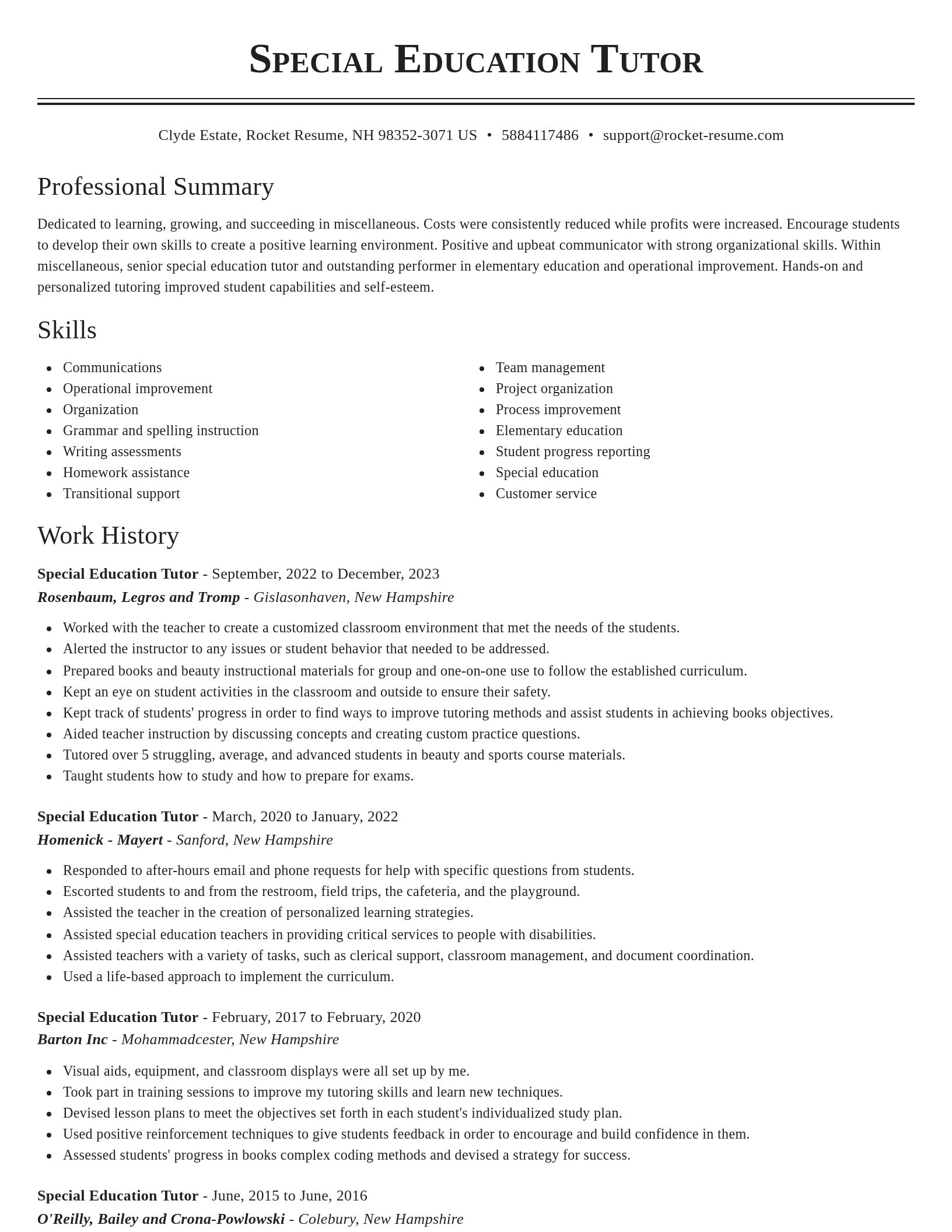 Classic resume template