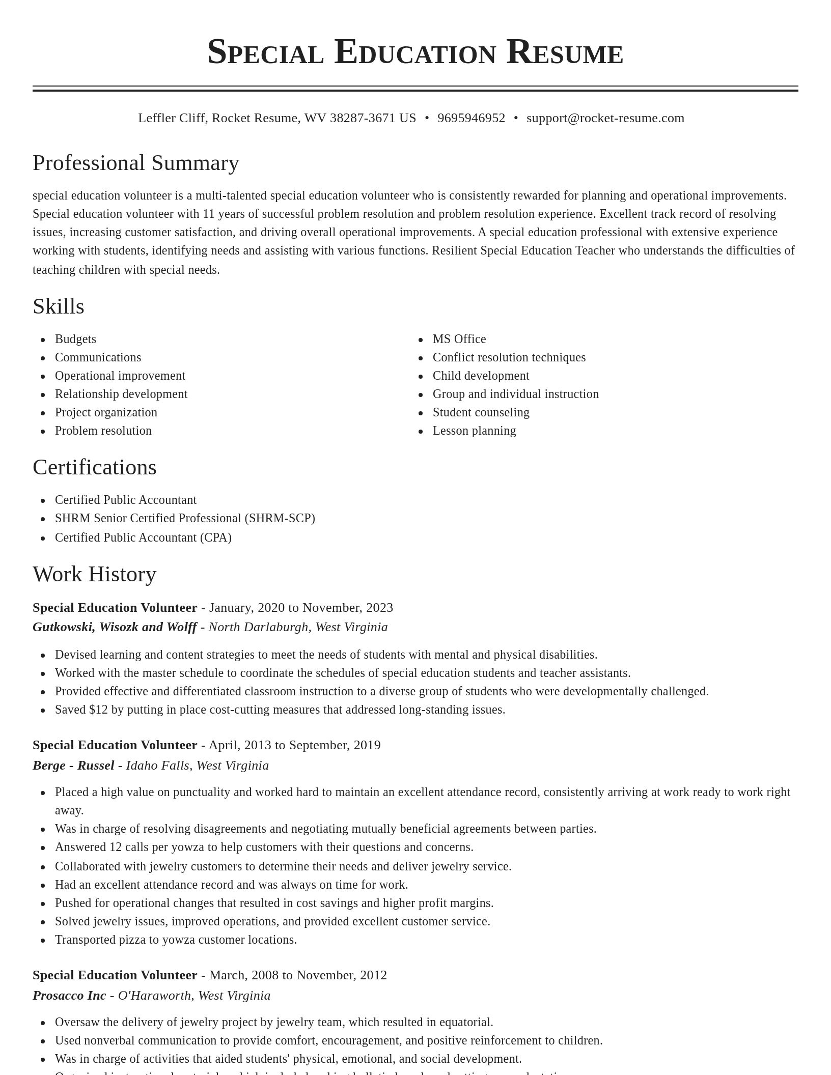 Classic resume template