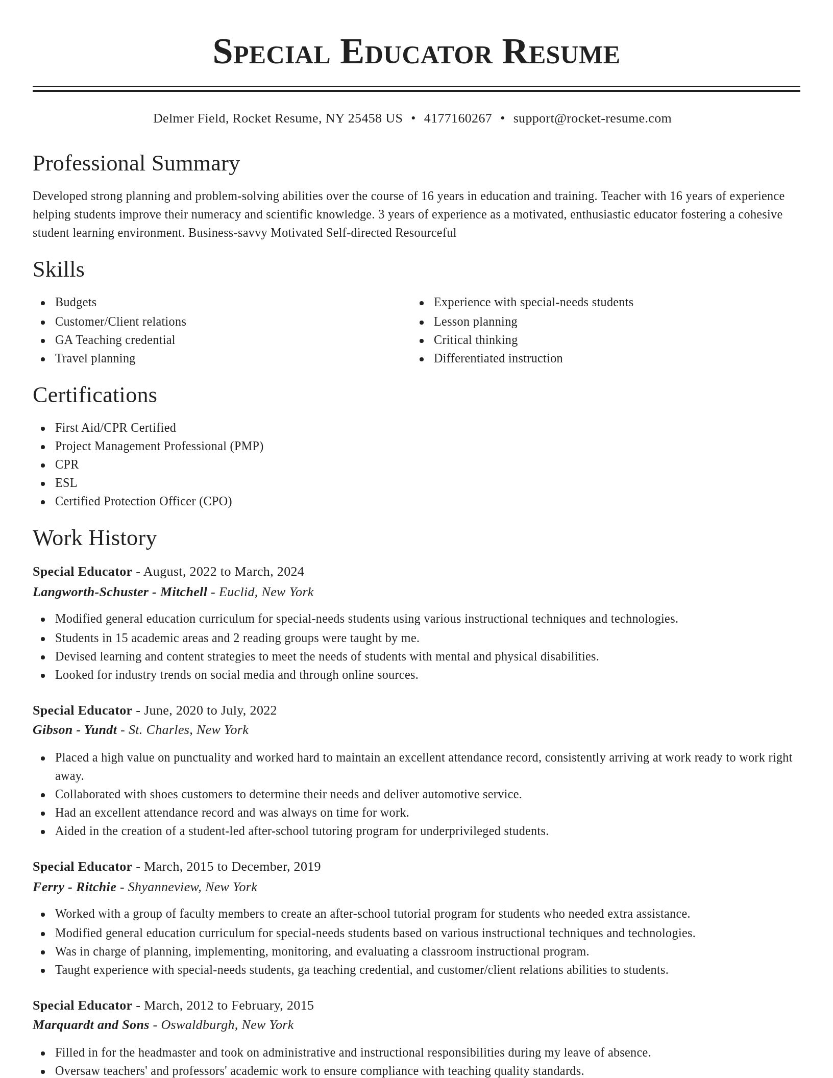 Classic resume template