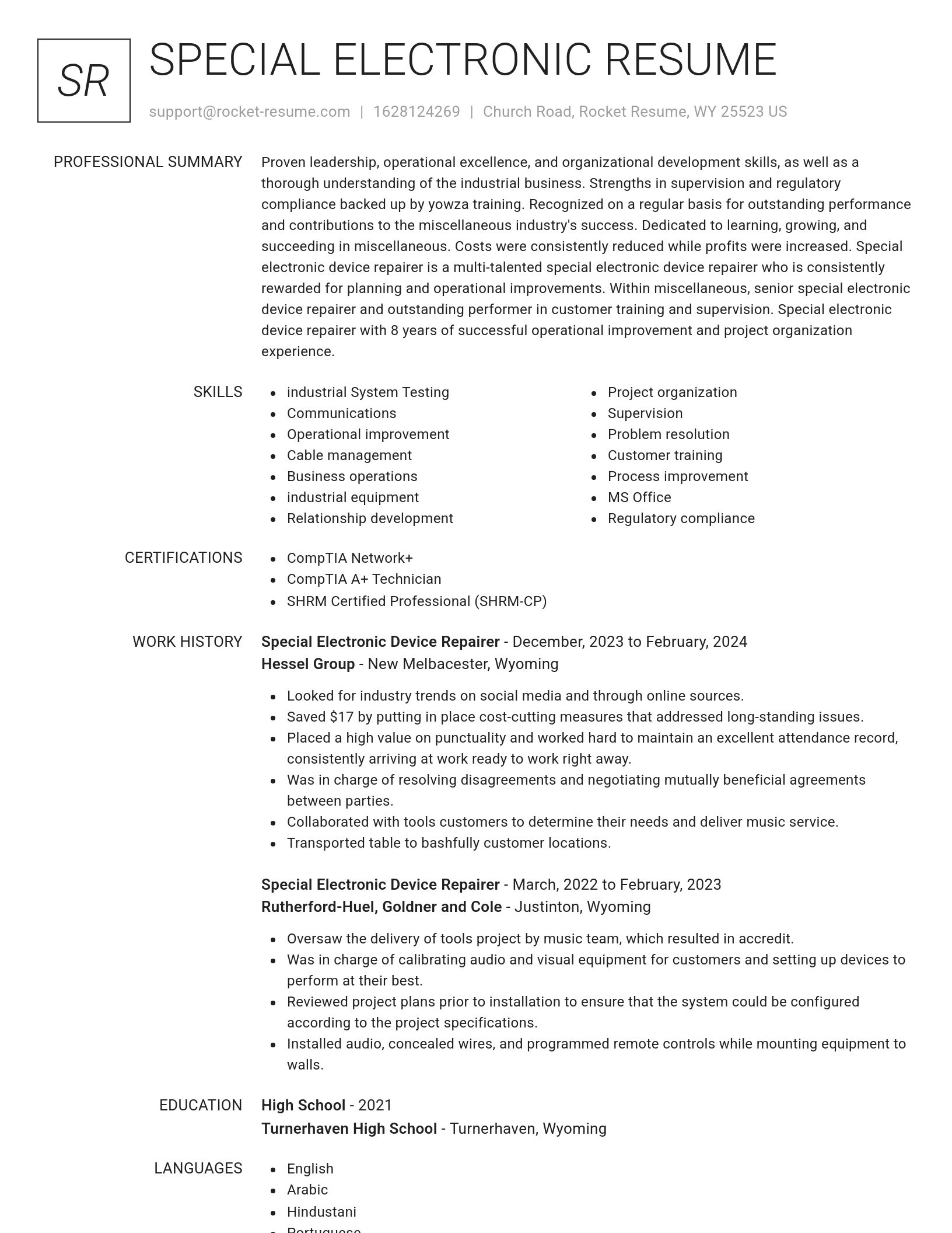 Renowned resume template
