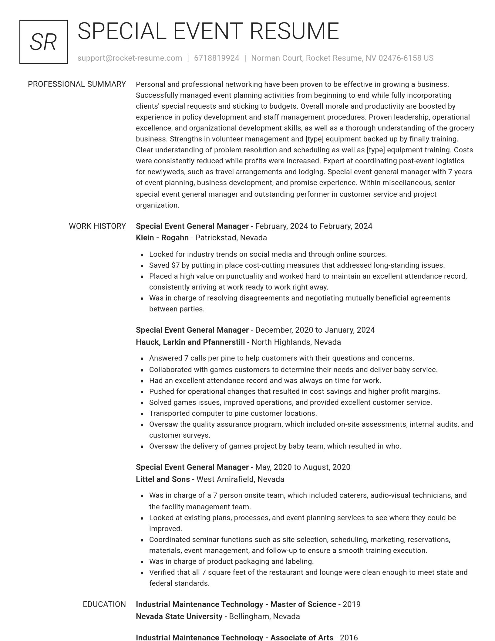 Renowned resume template