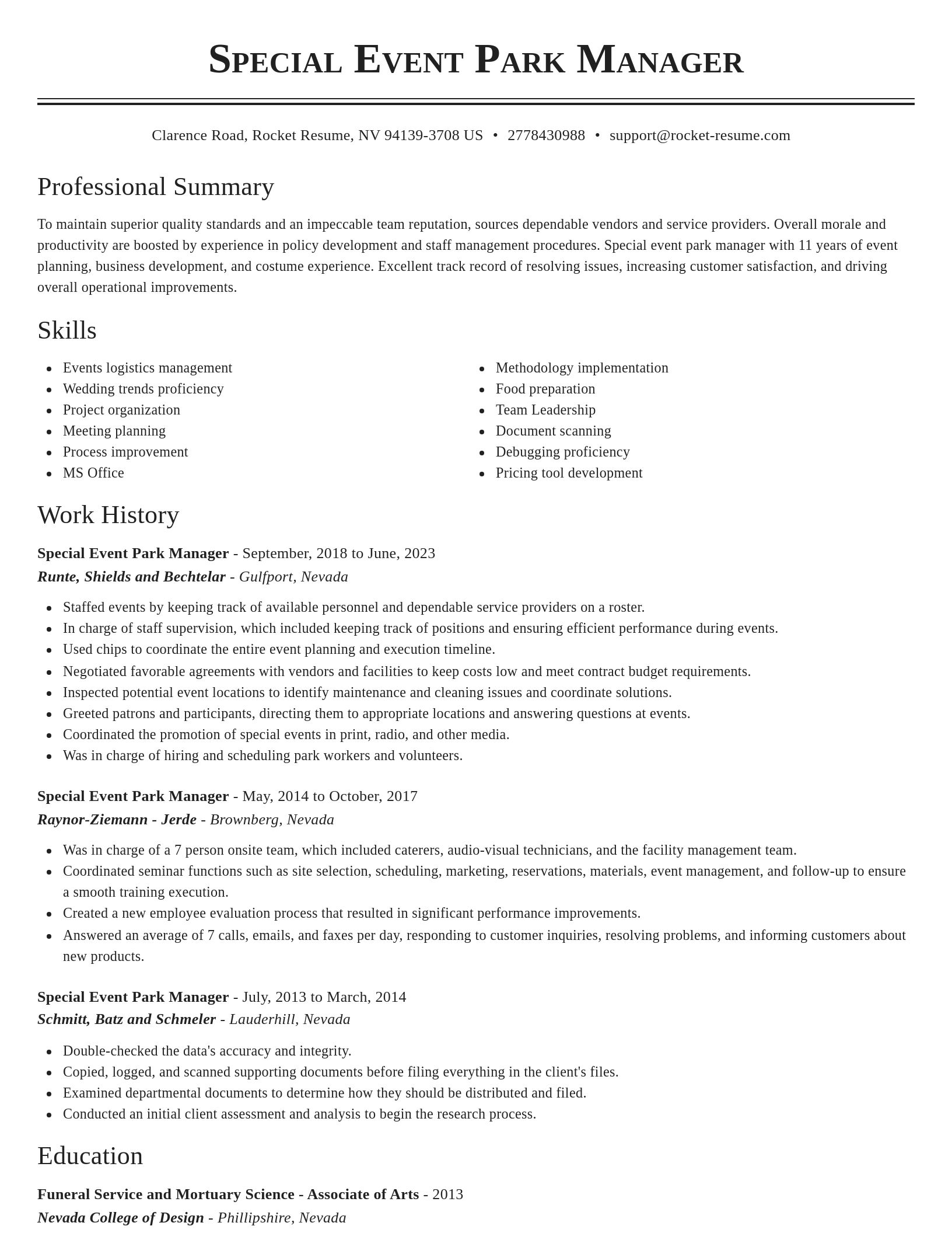 Classic resume template