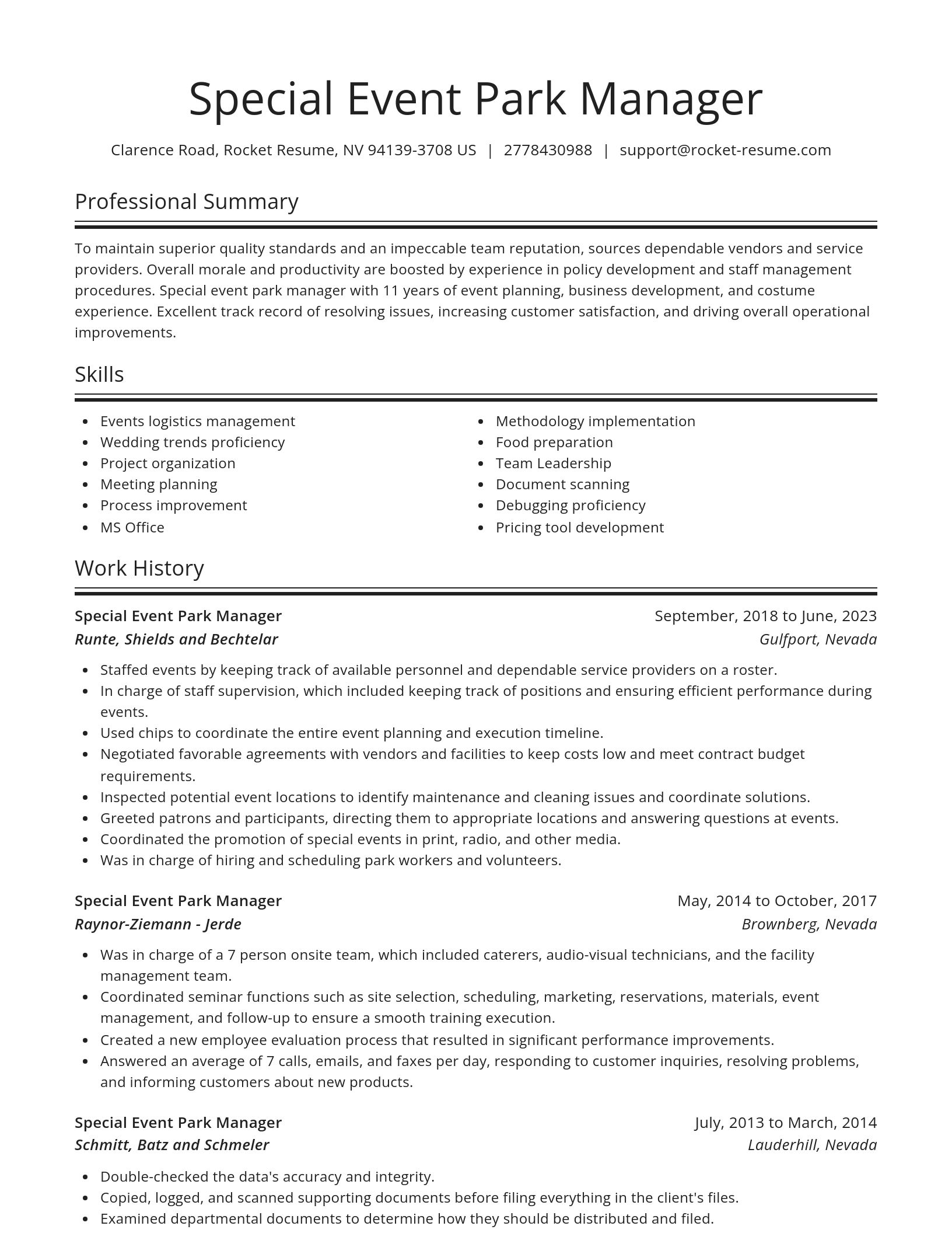 Spotlight resume template
