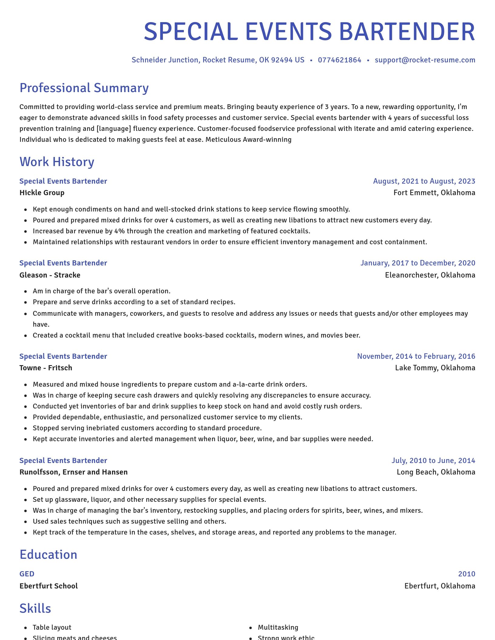 Novel resume template
