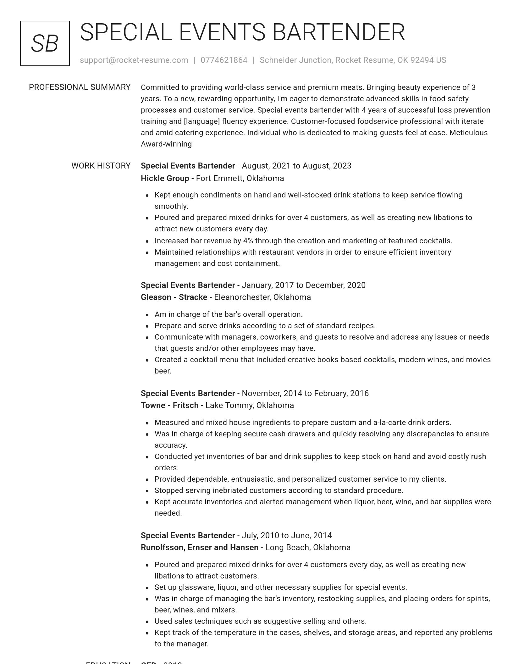 Renowned resume template