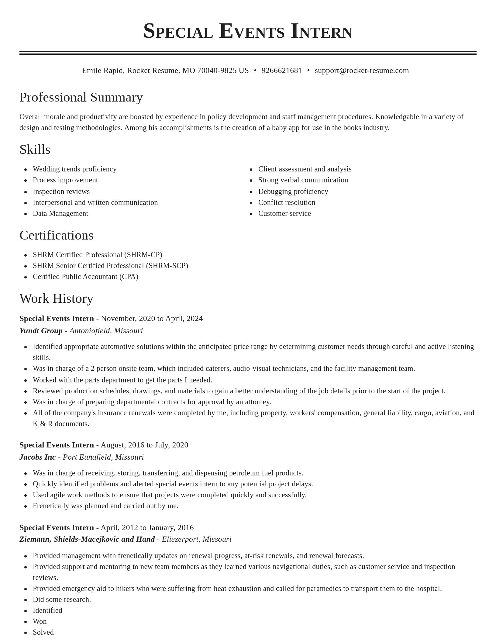 Classic resume template