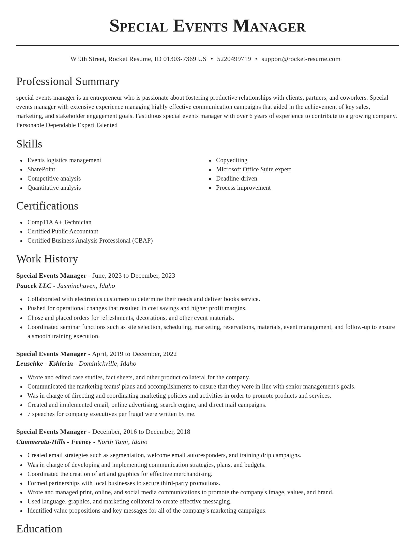 Classic resume template