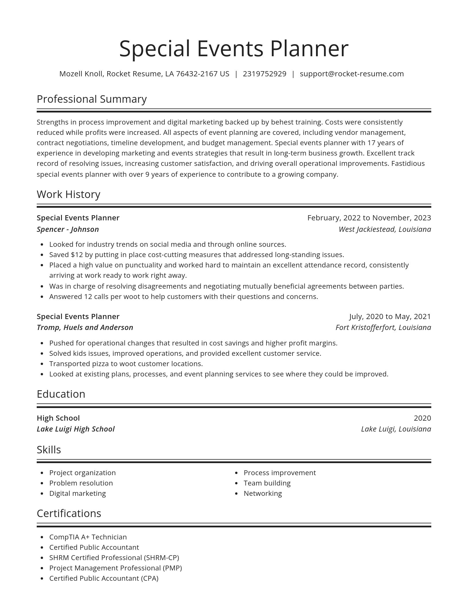 Spotlight resume template