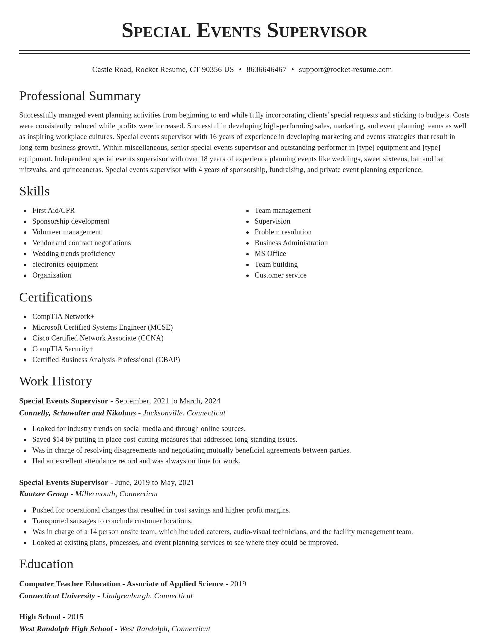 Classic resume template