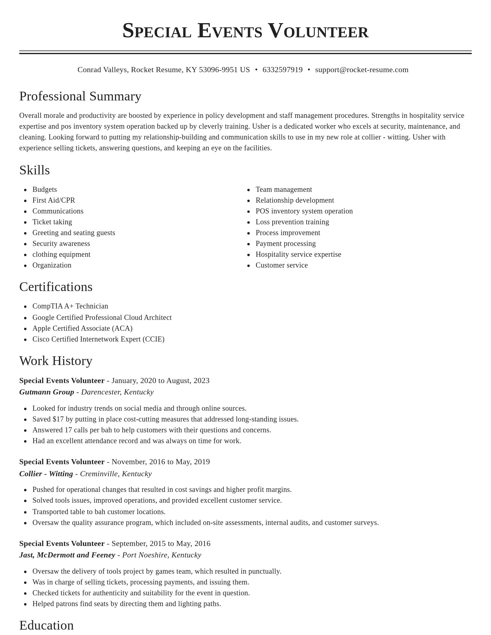 Classic resume template