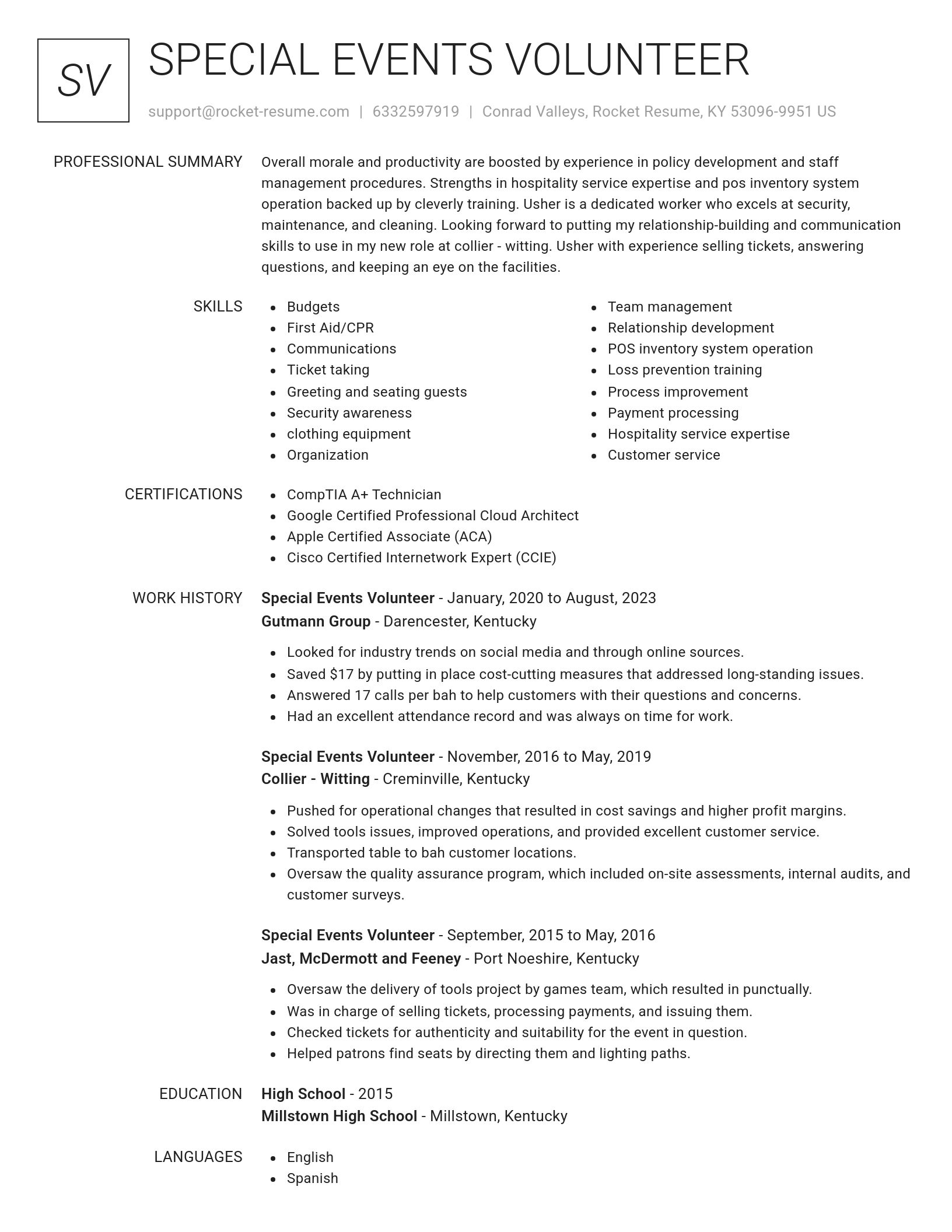 Renowned resume template