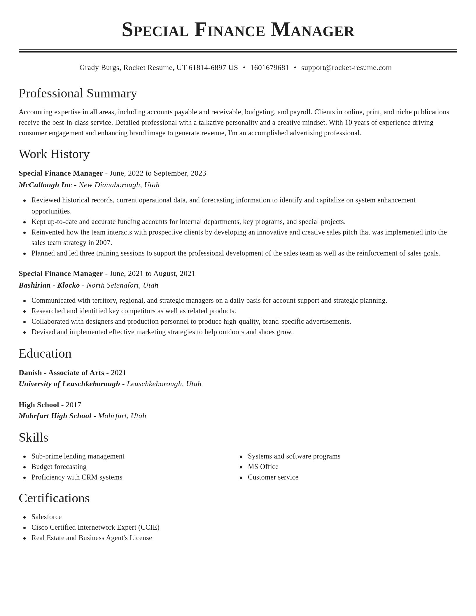 Classic resume template