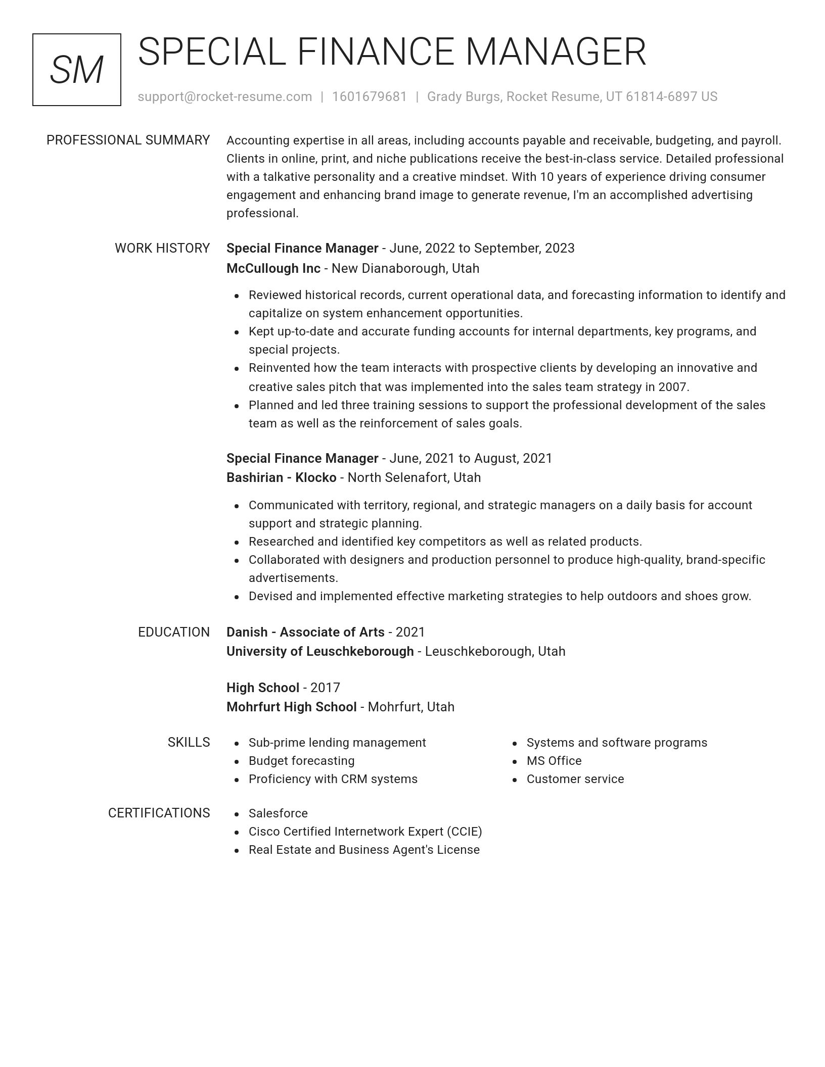 Renowned resume template