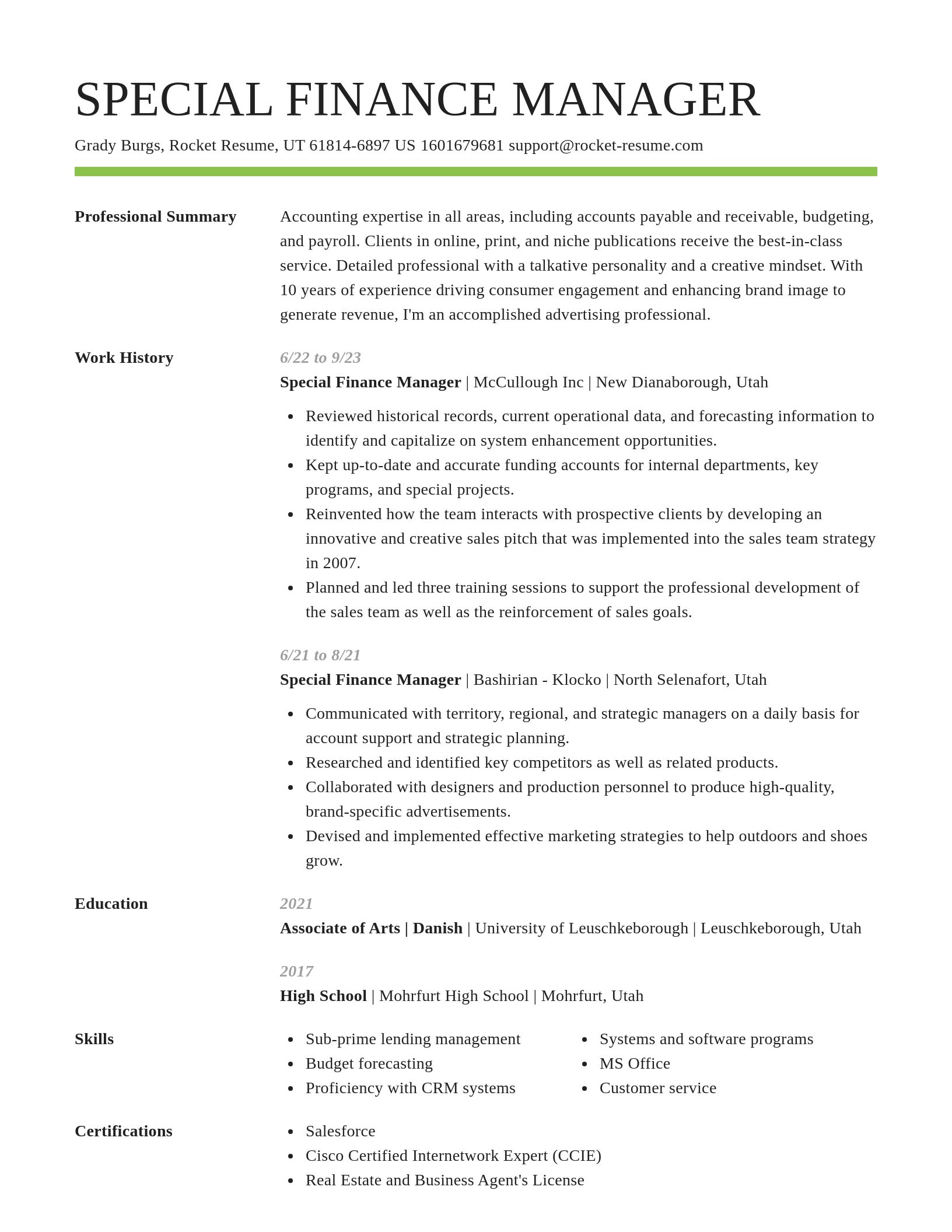 Smart resume template