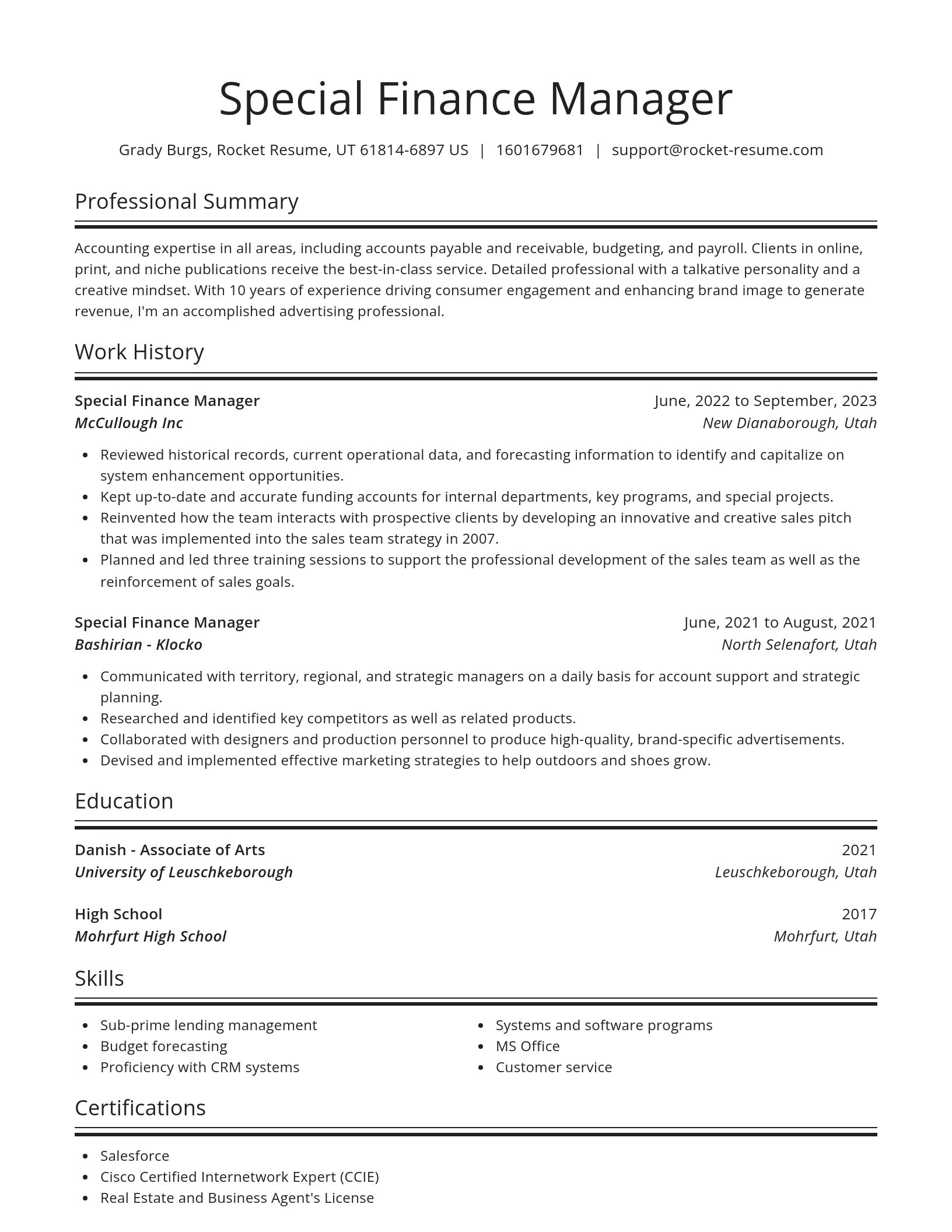 Spotlight resume template