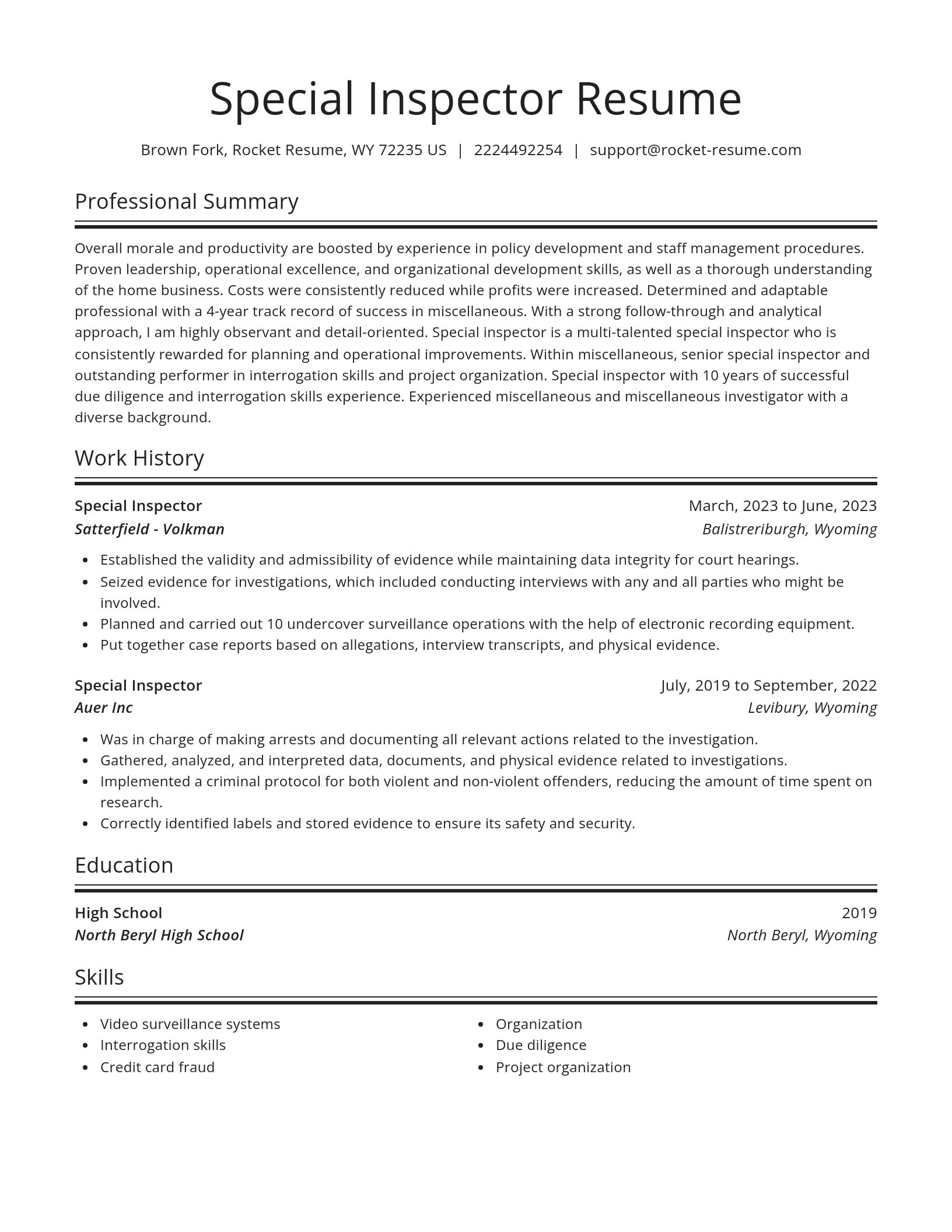 Spotlight resume template