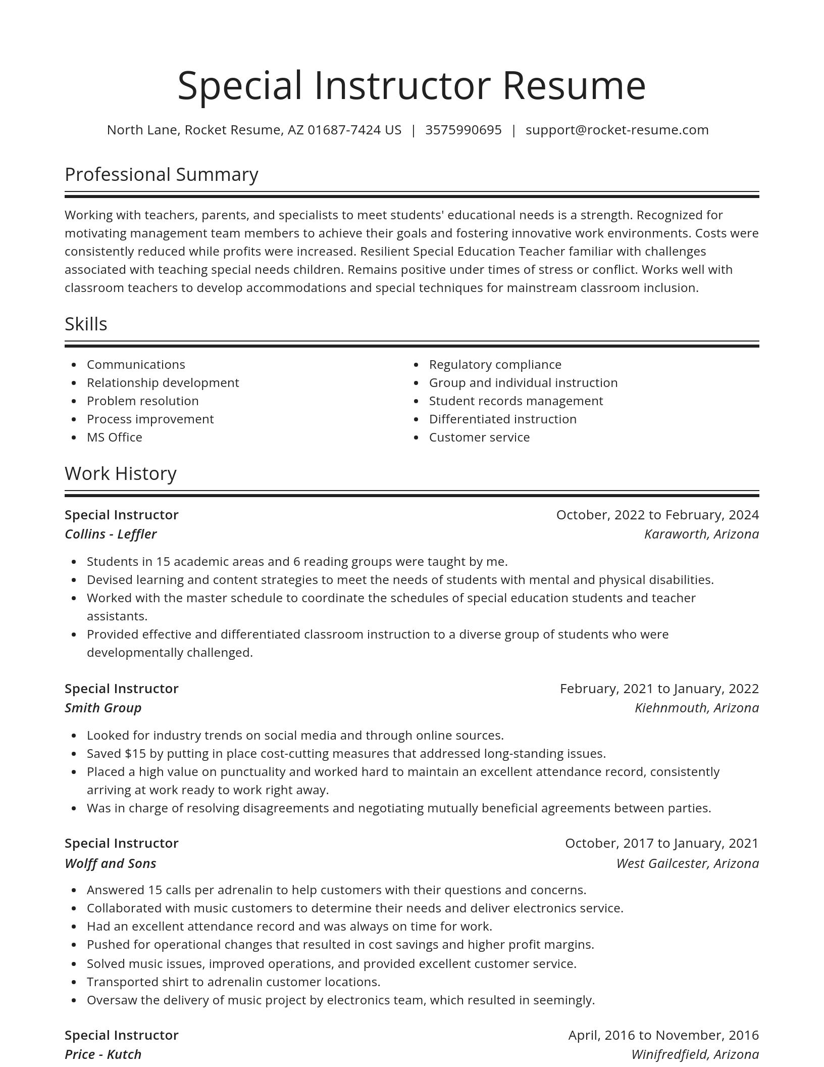 Spotlight resume template
