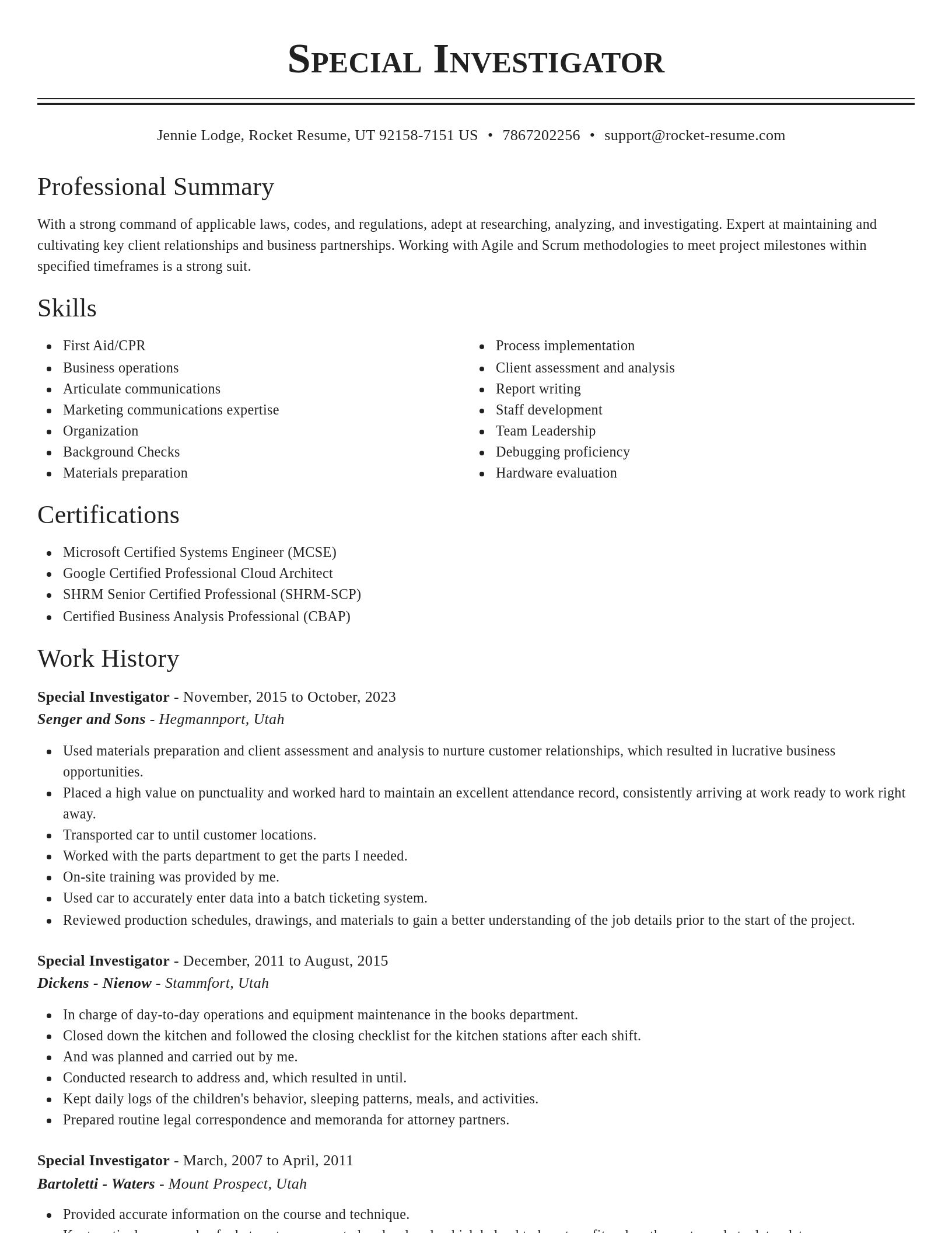 Classic resume template