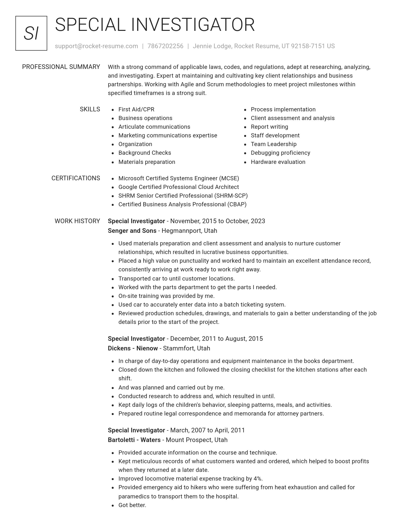 Renowned resume template