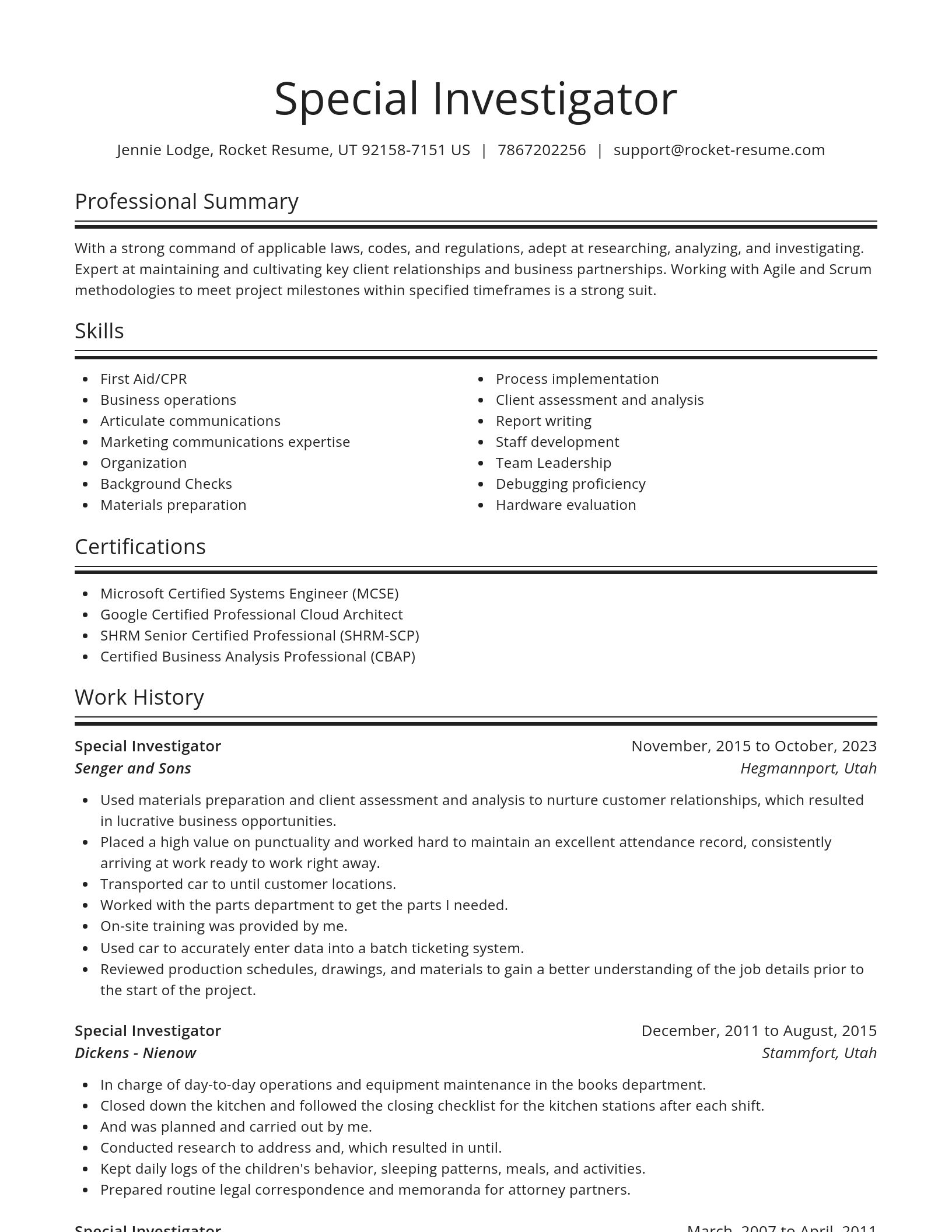 Spotlight resume template