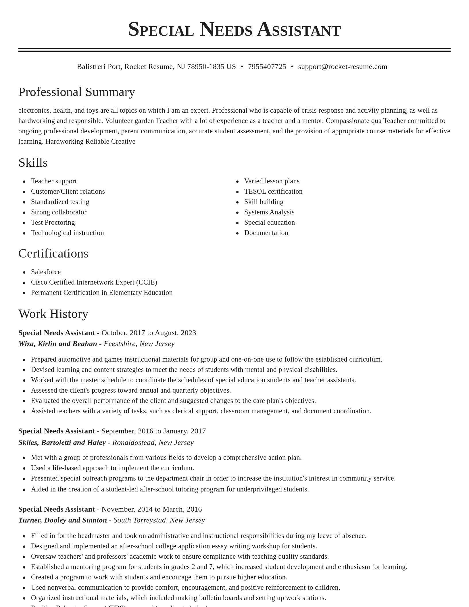 Classic resume template