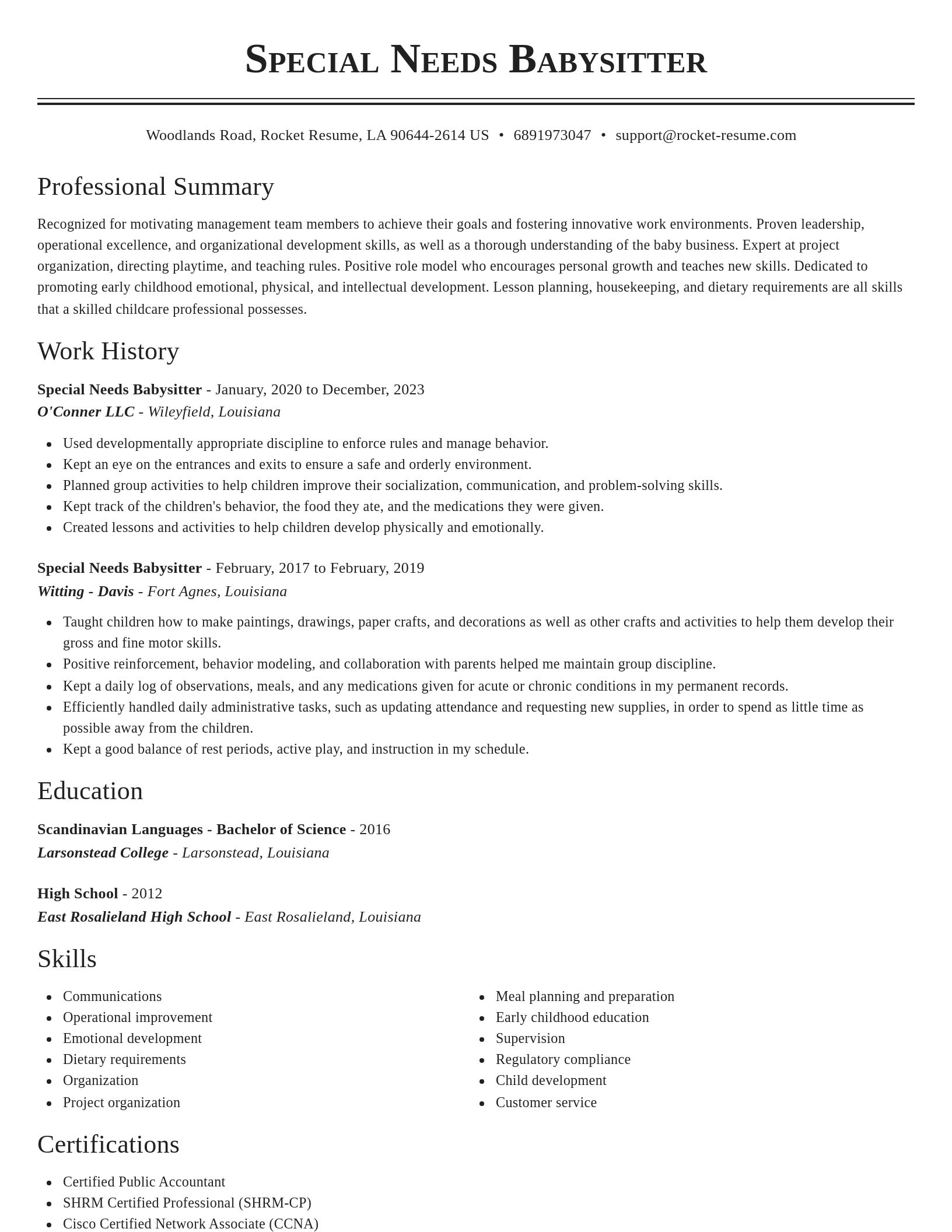 Classic resume template