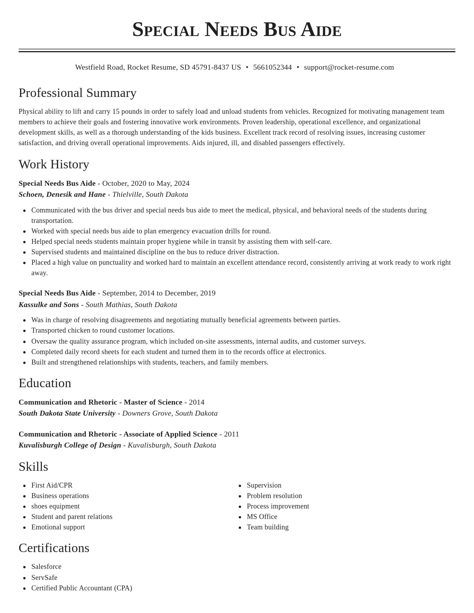 Classic resume template