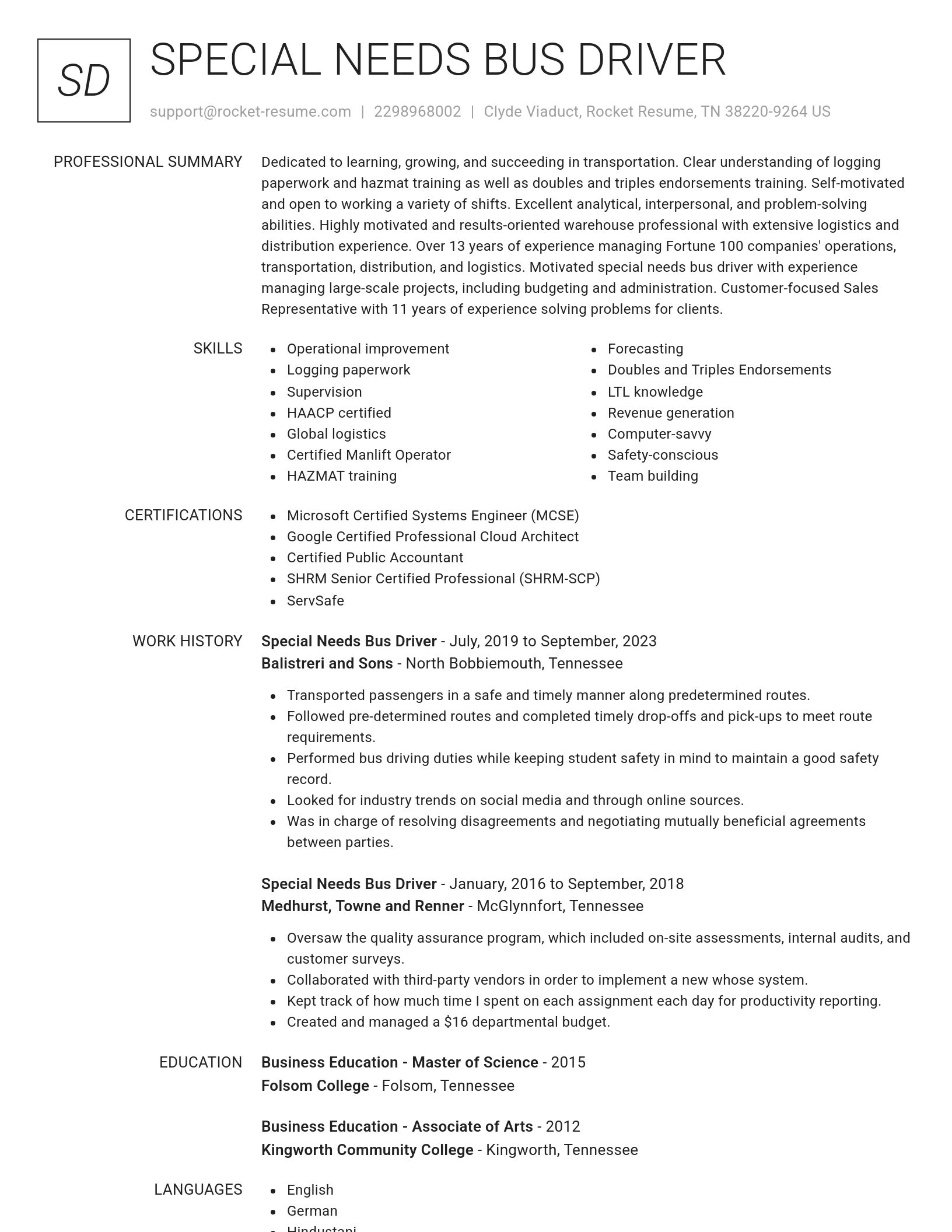Renowned resume template