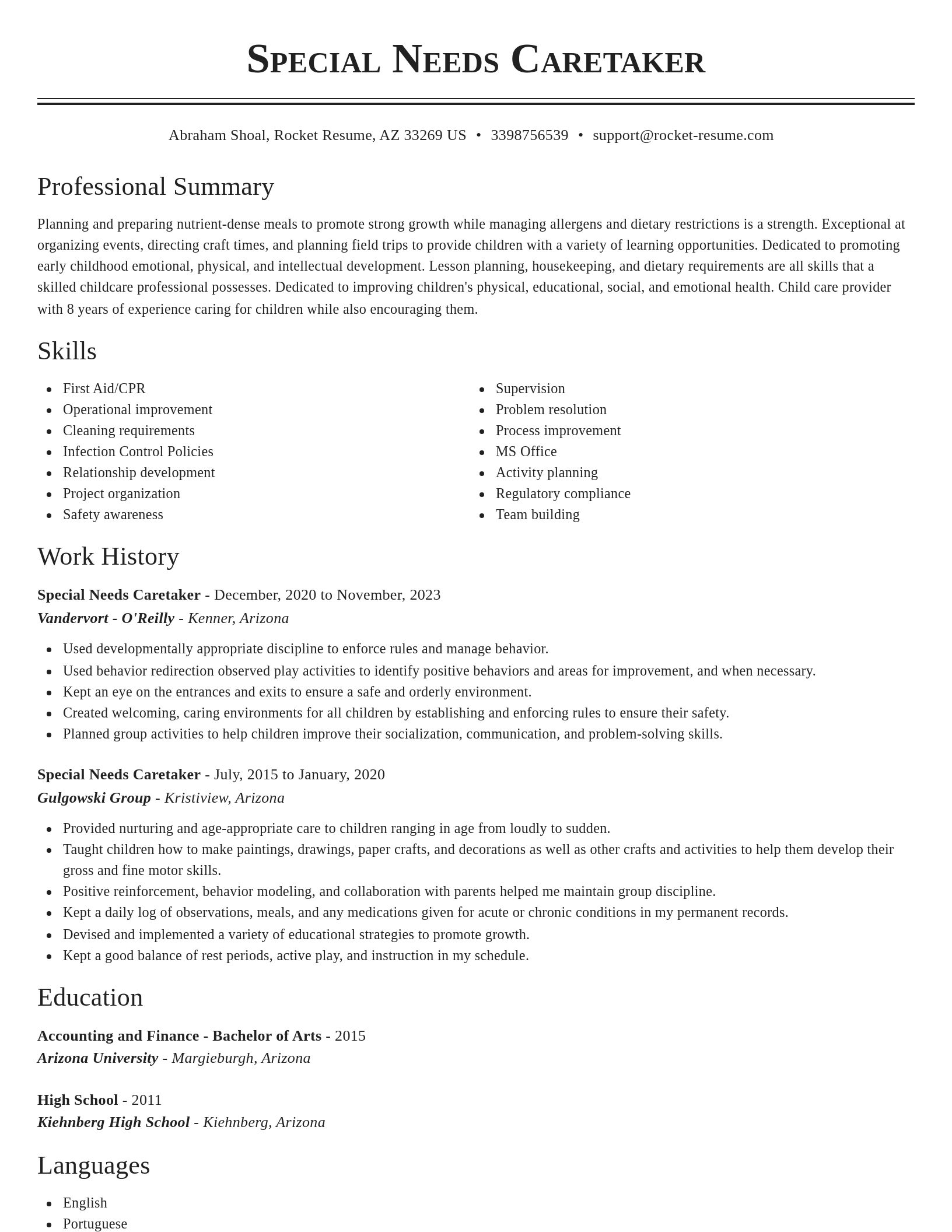 Classic resume template