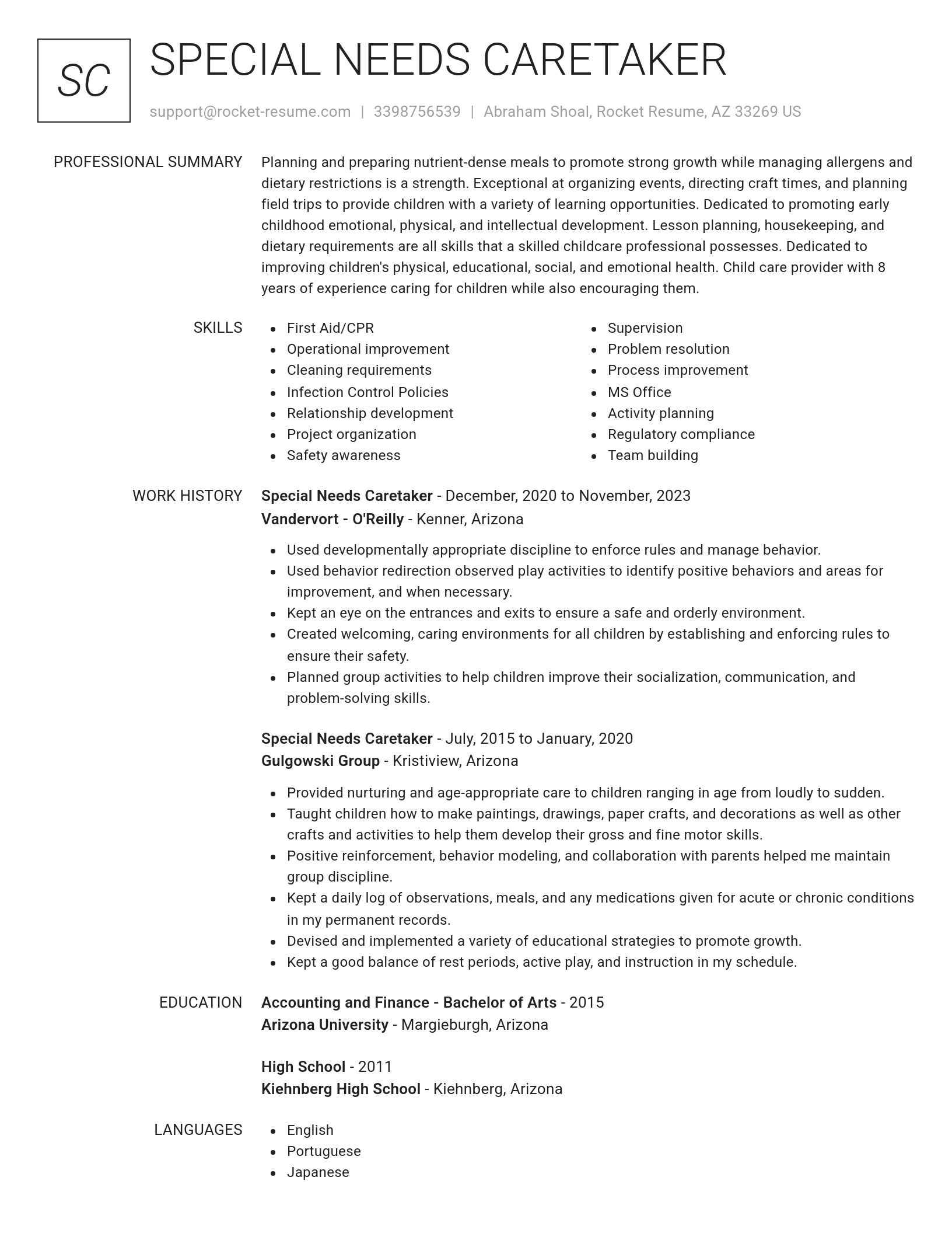 Renowned resume template