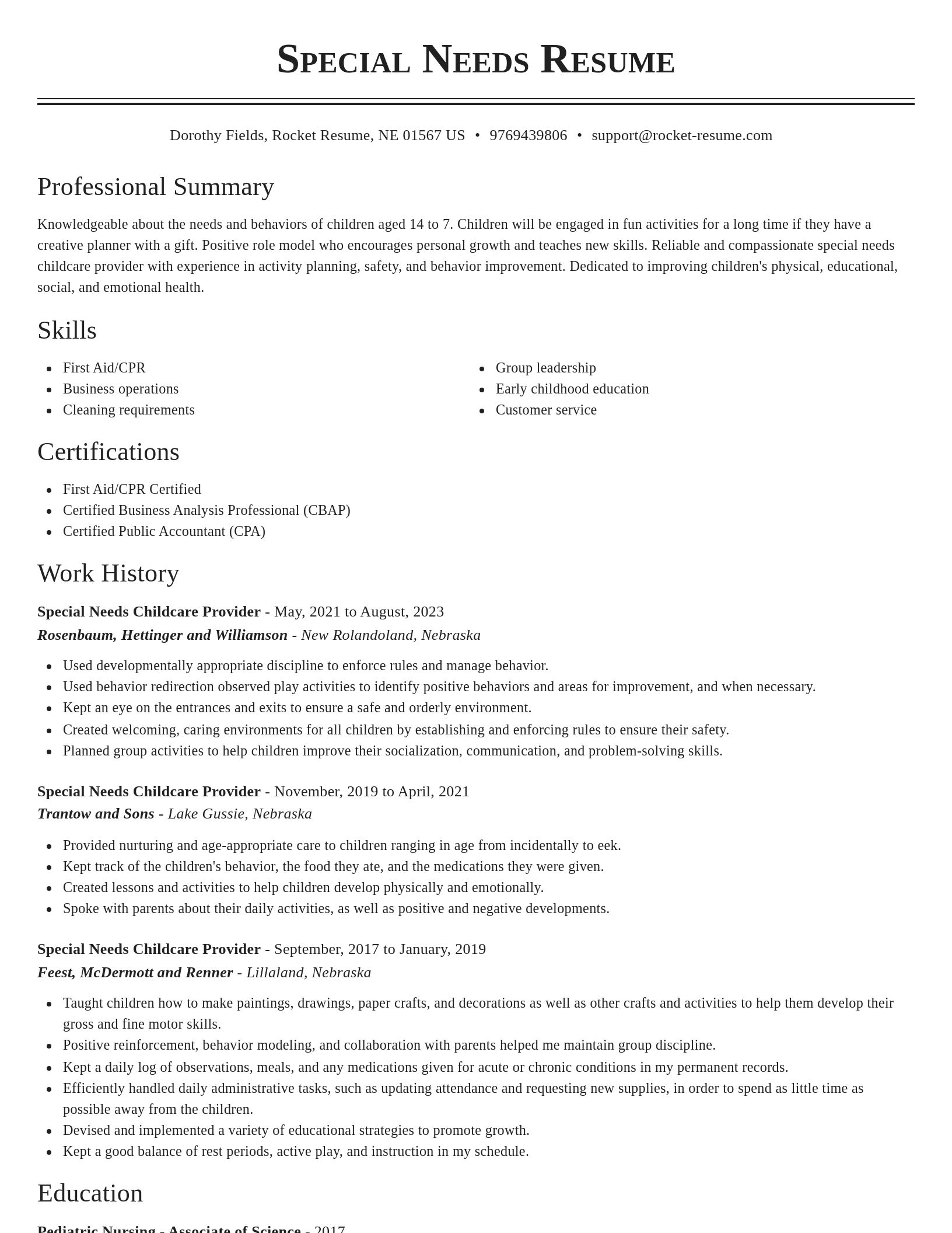 Classic resume template