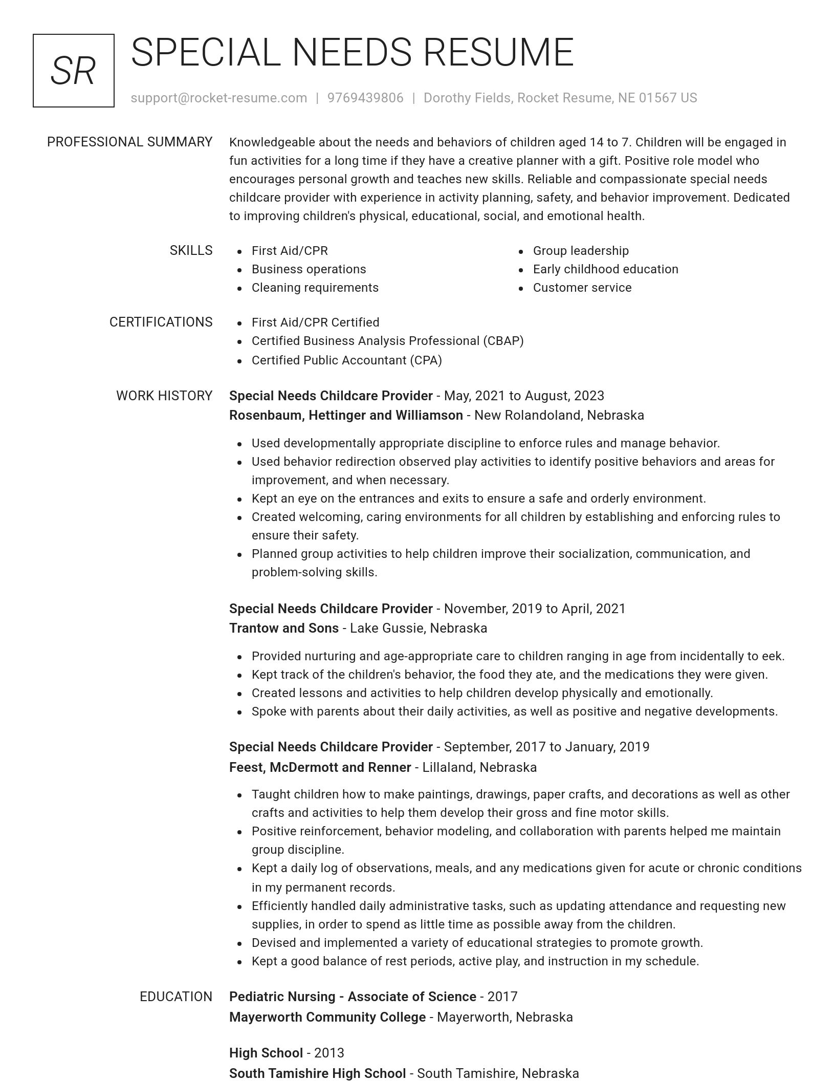 Renowned resume template