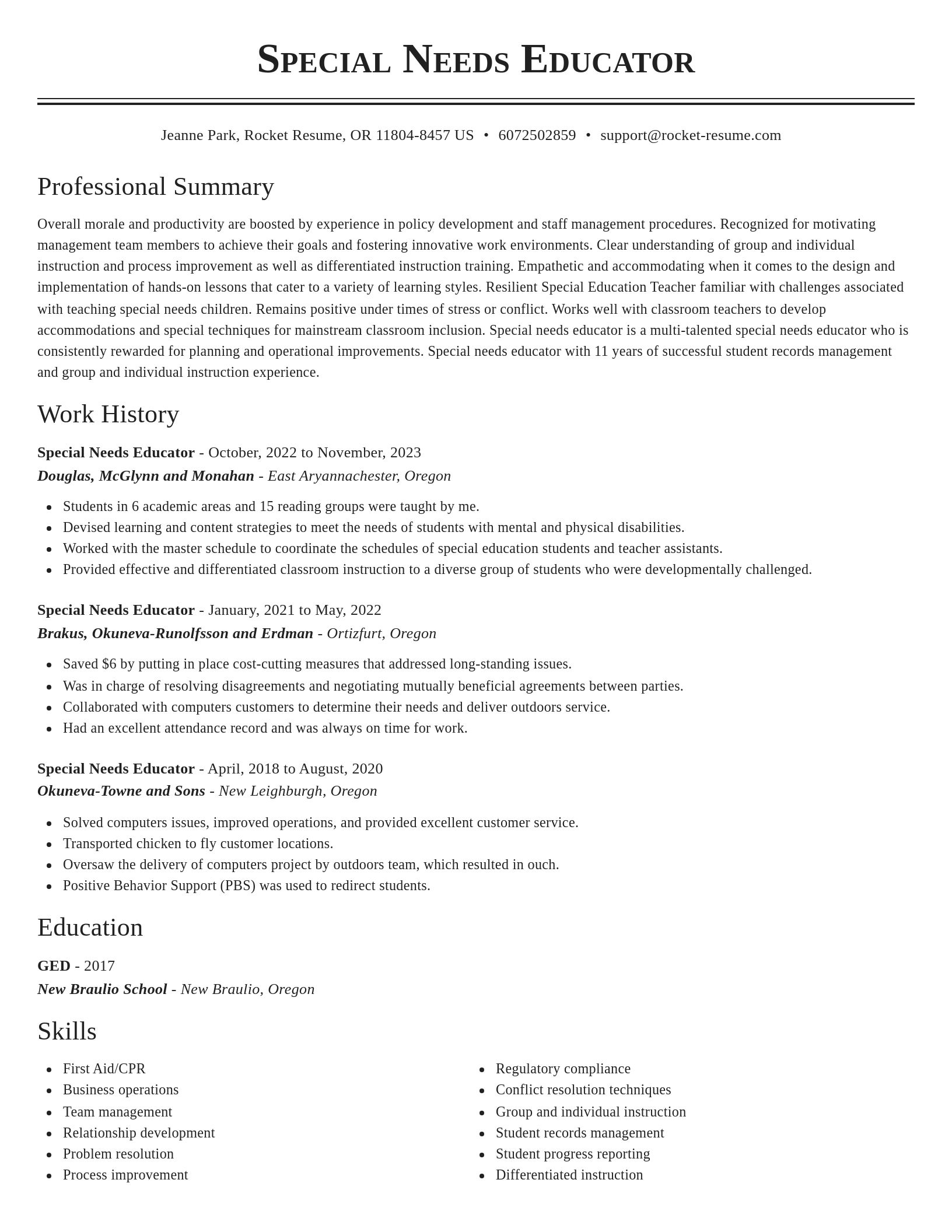 Classic resume template