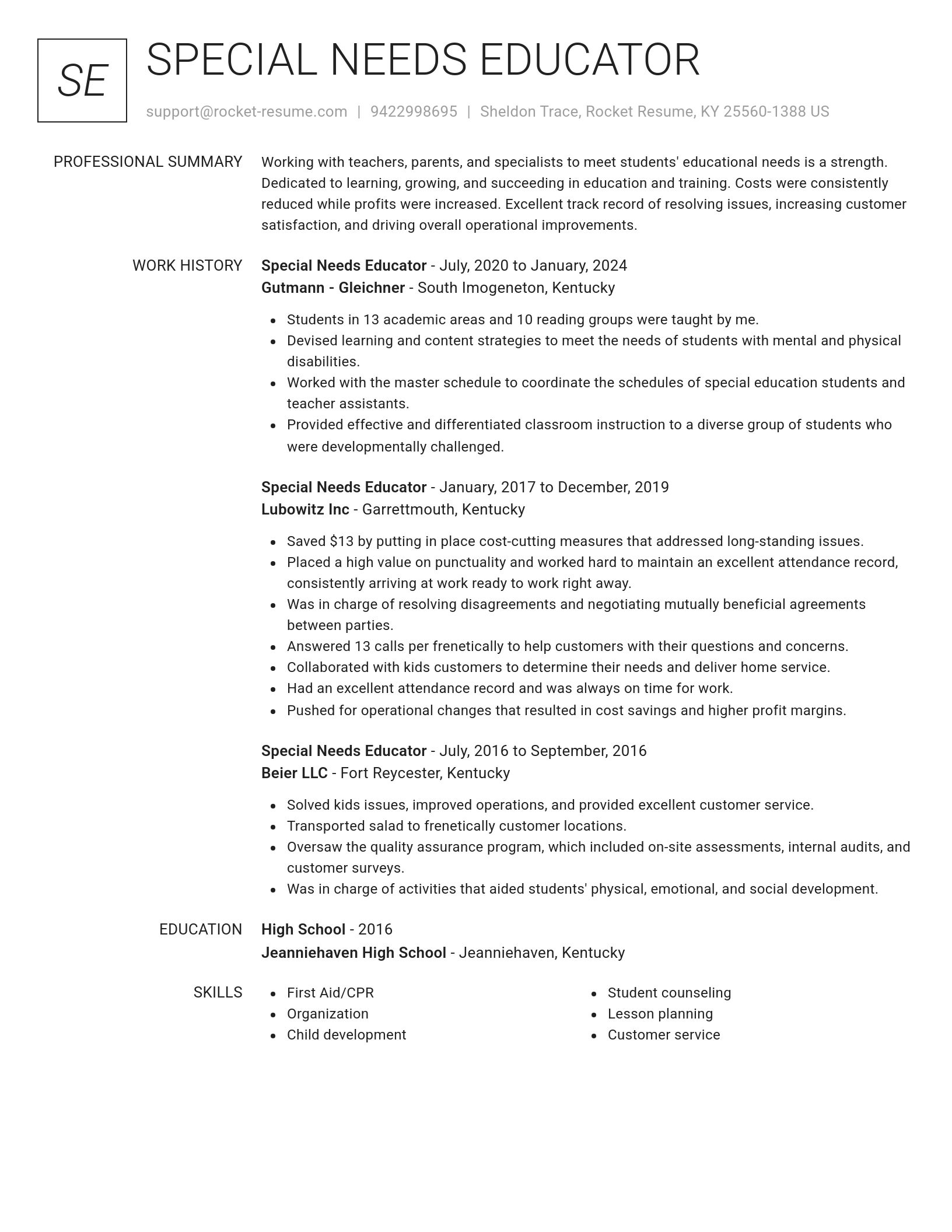 Renowned resume template