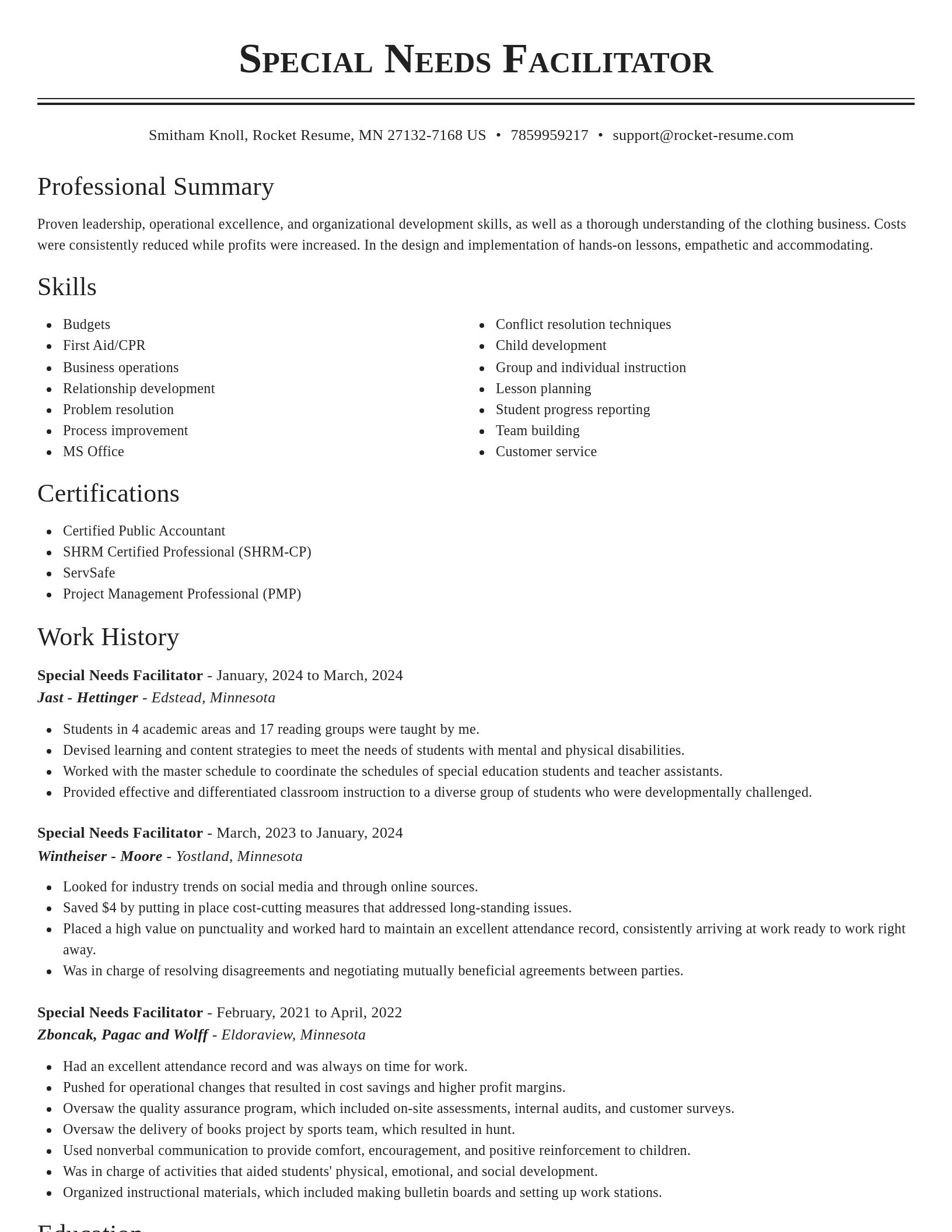 Classic resume template