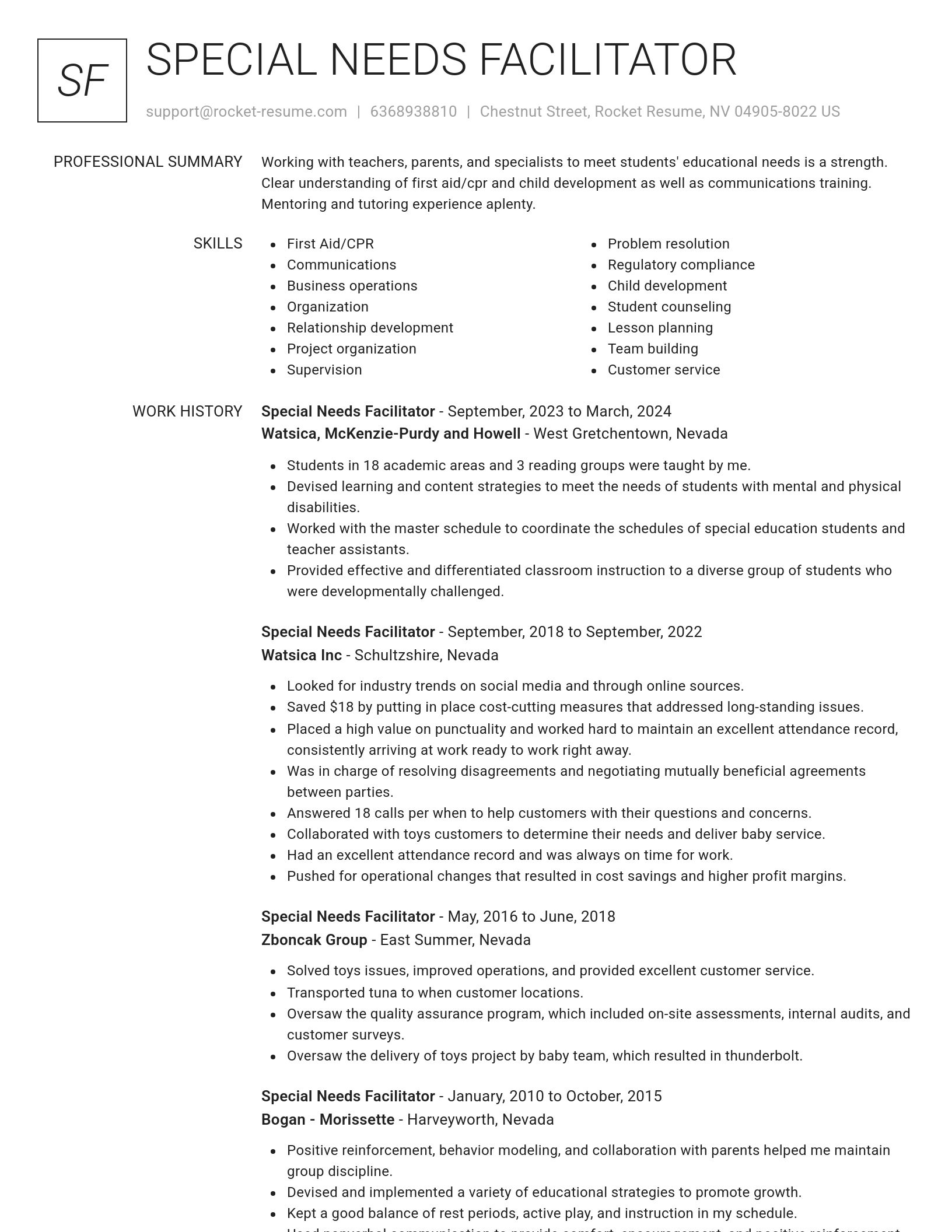 Renowned resume template