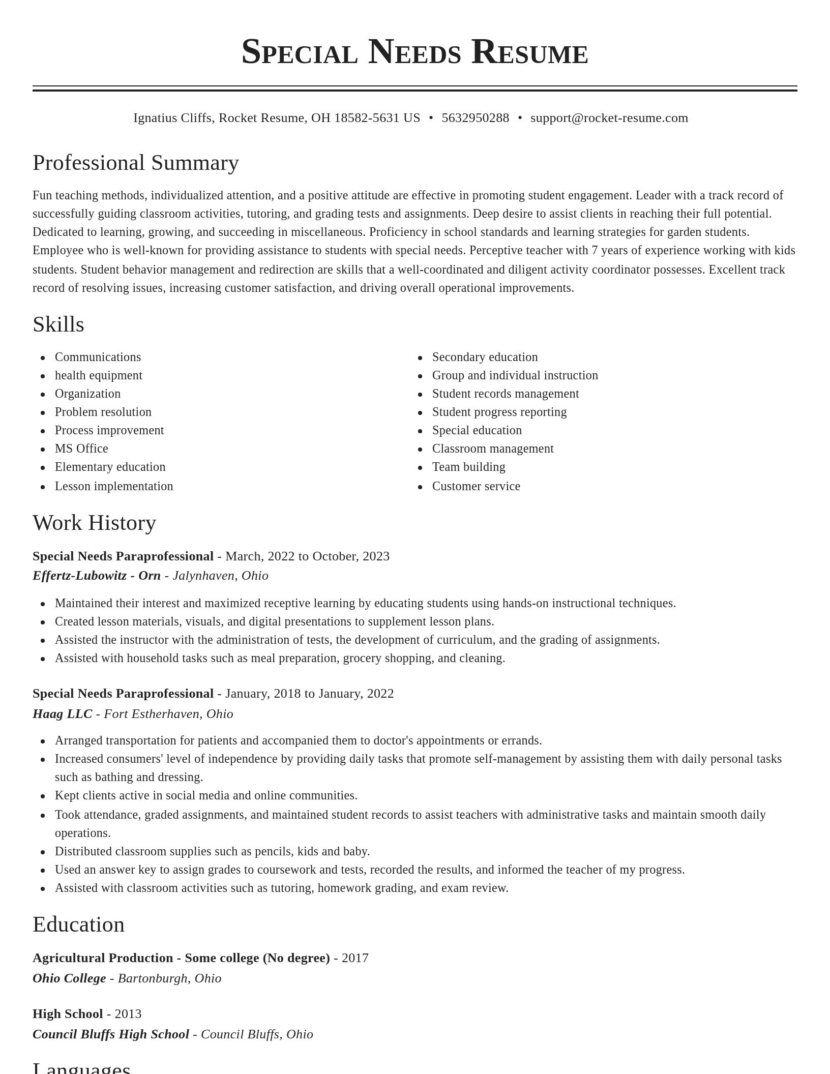 Classic resume template