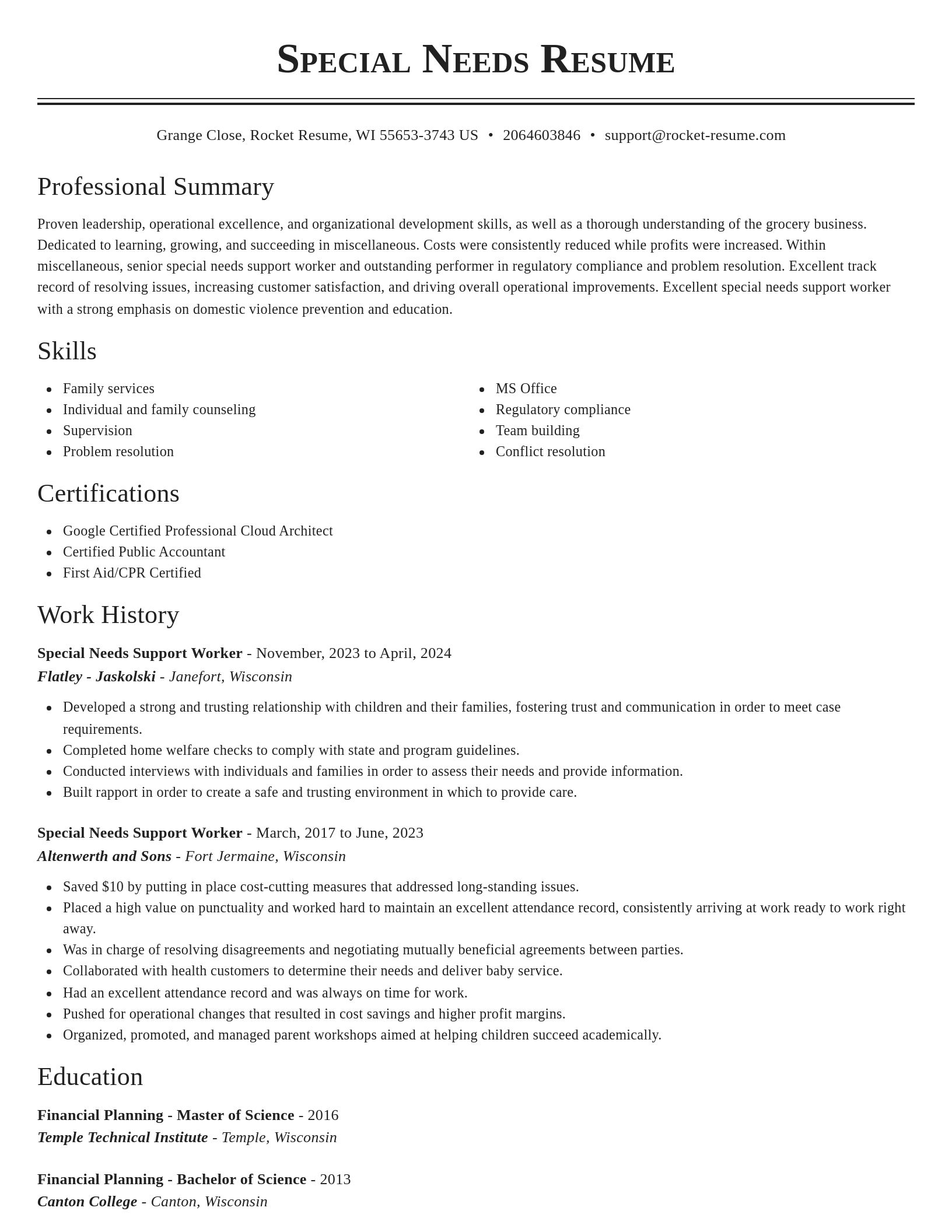 Classic resume template