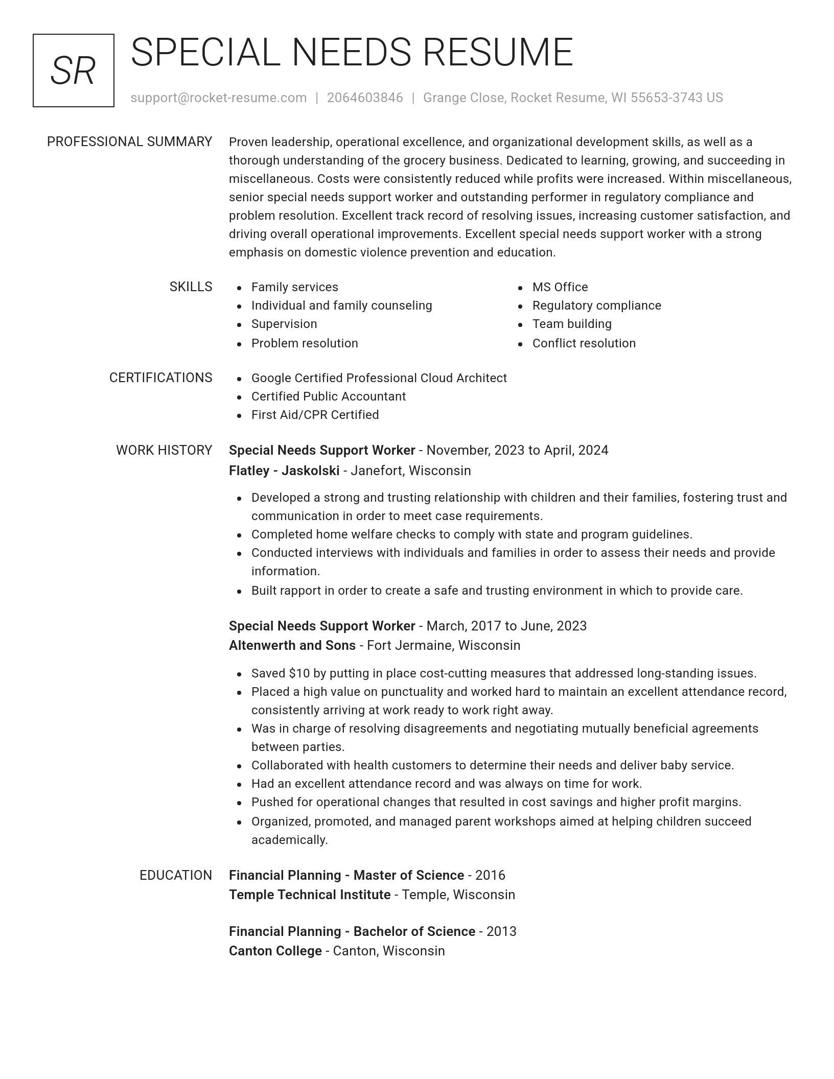 Renowned resume template