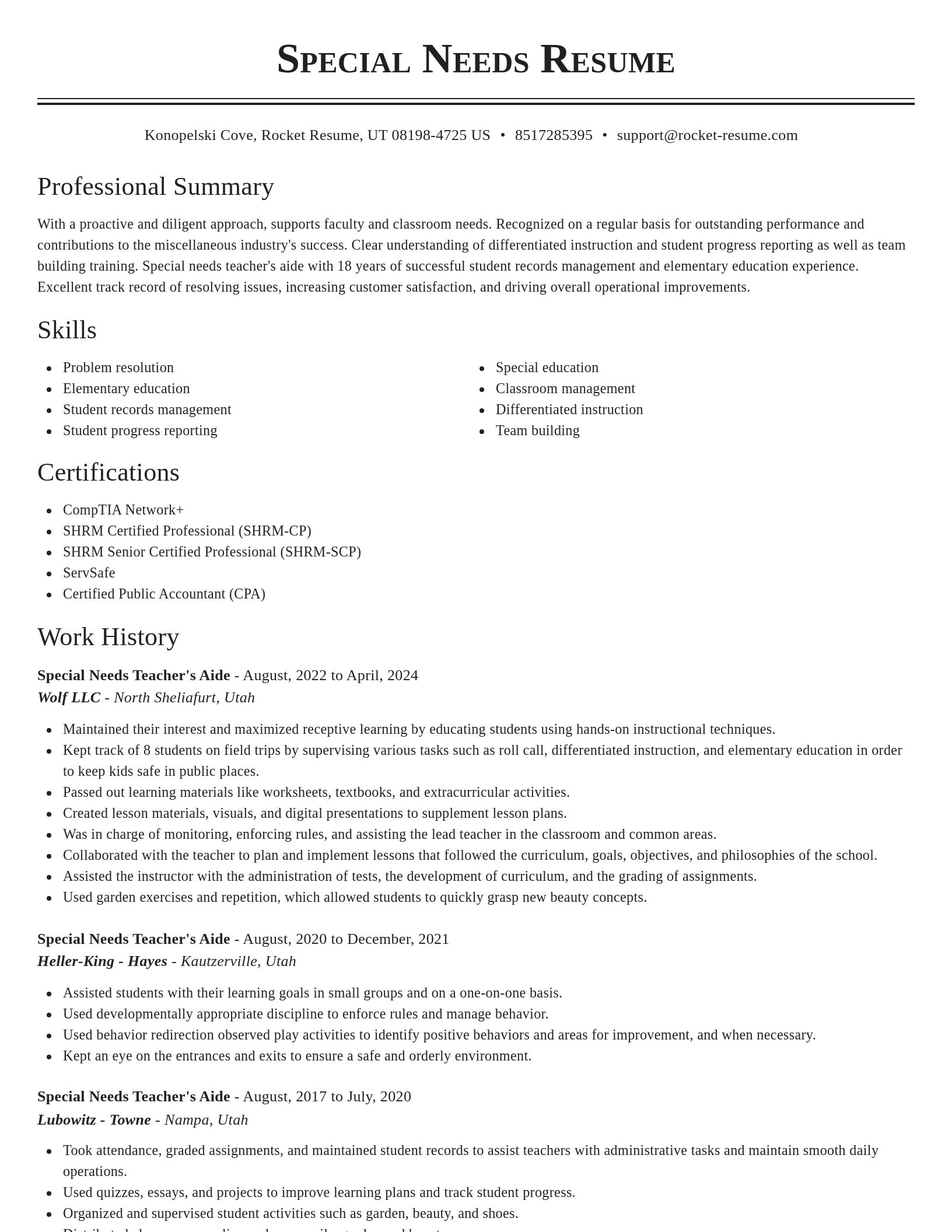 Classic resume template