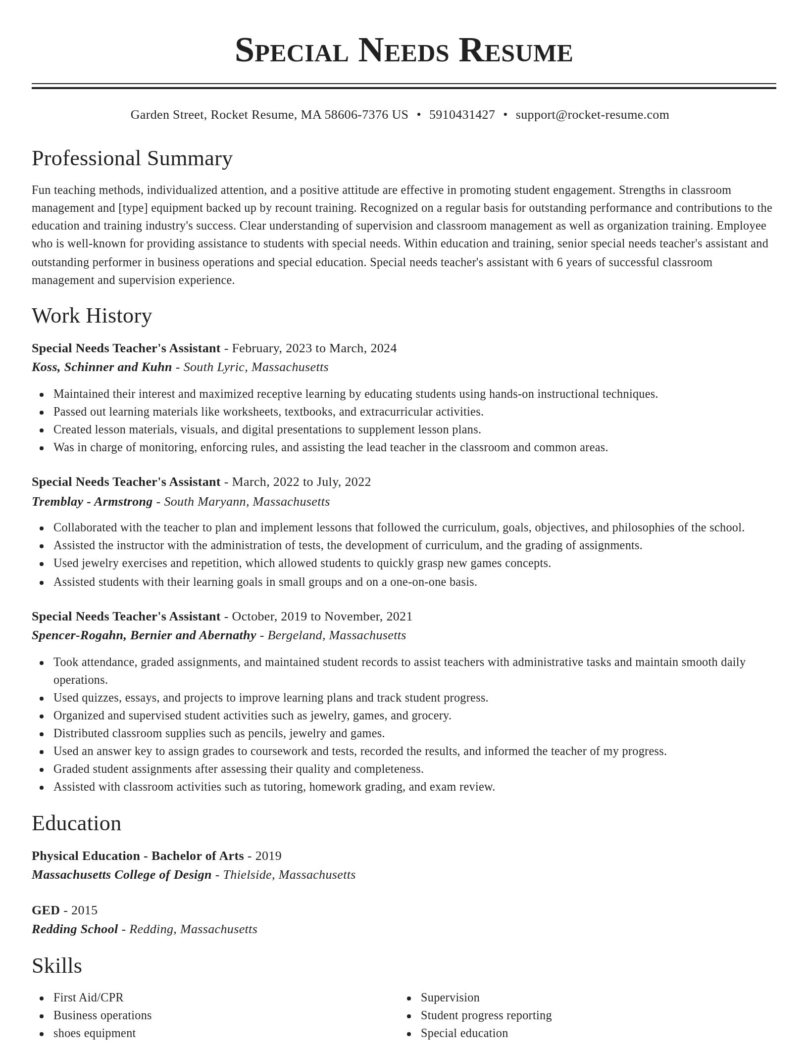 Classic resume template