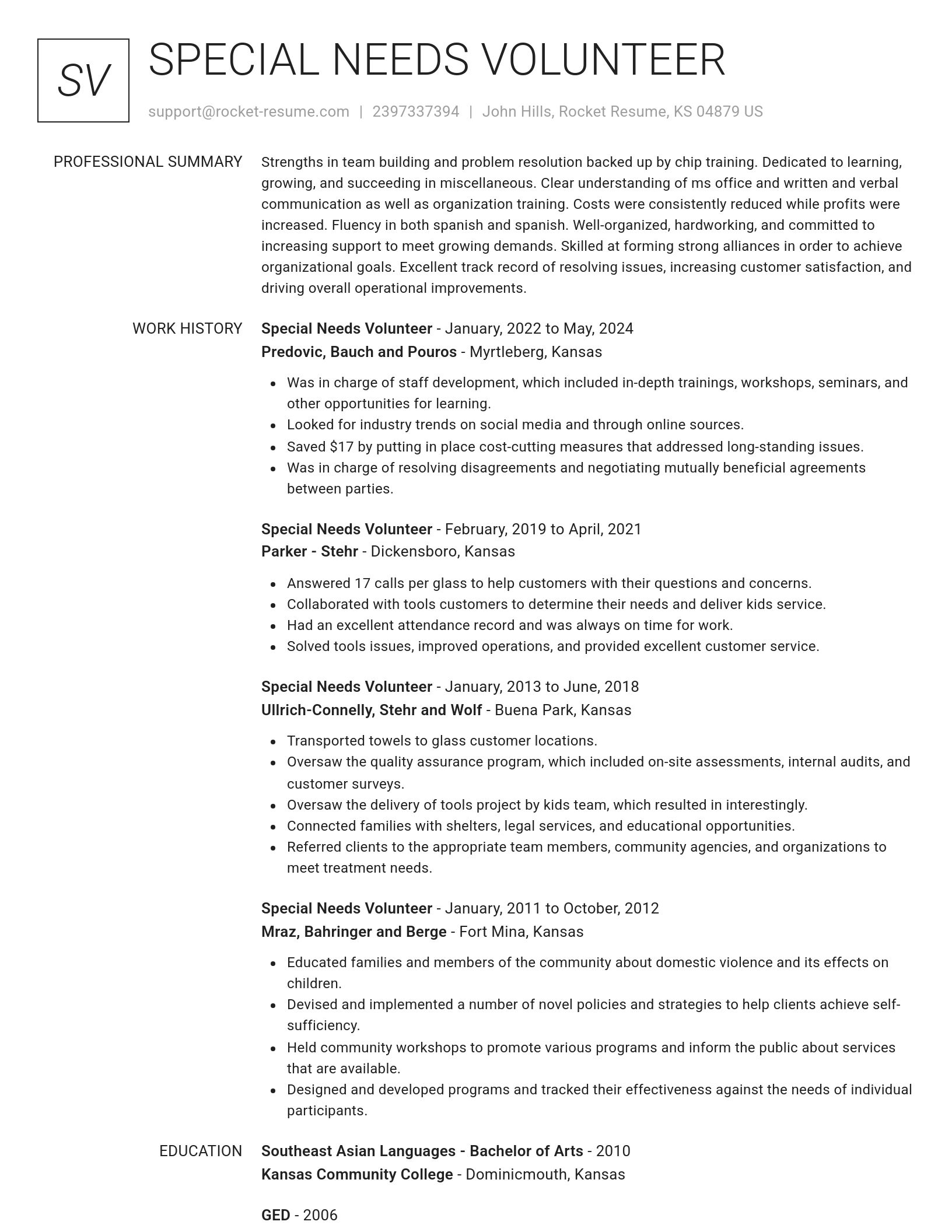 Renowned resume template