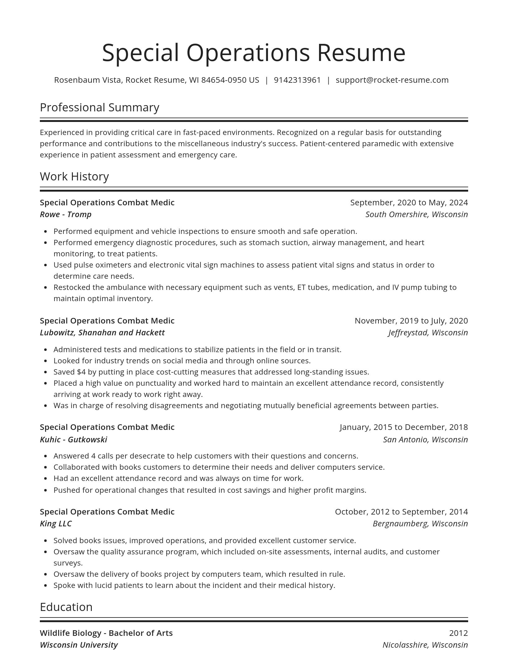 Spotlight resume template