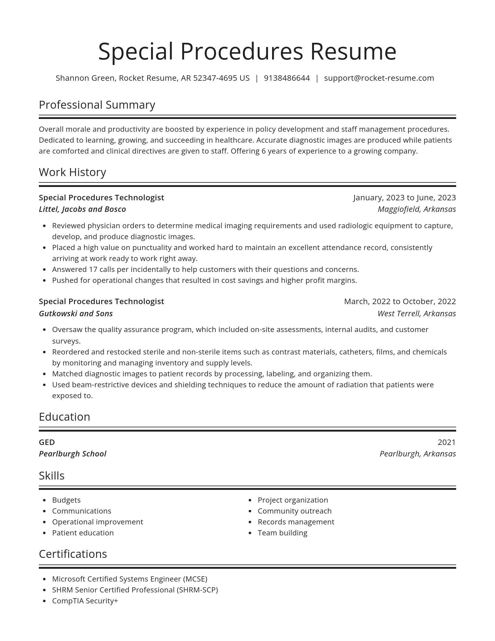 Spotlight resume template