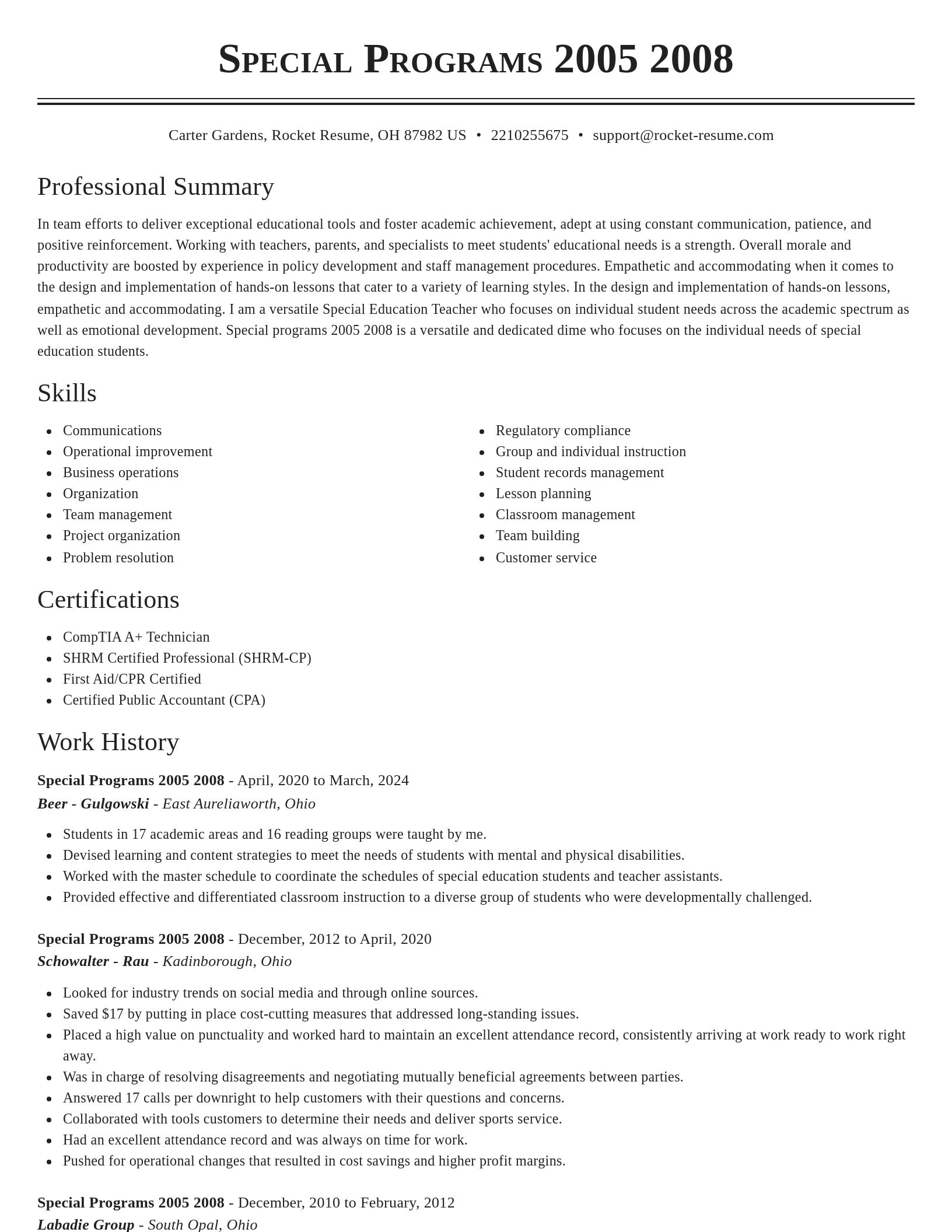 Classic resume template