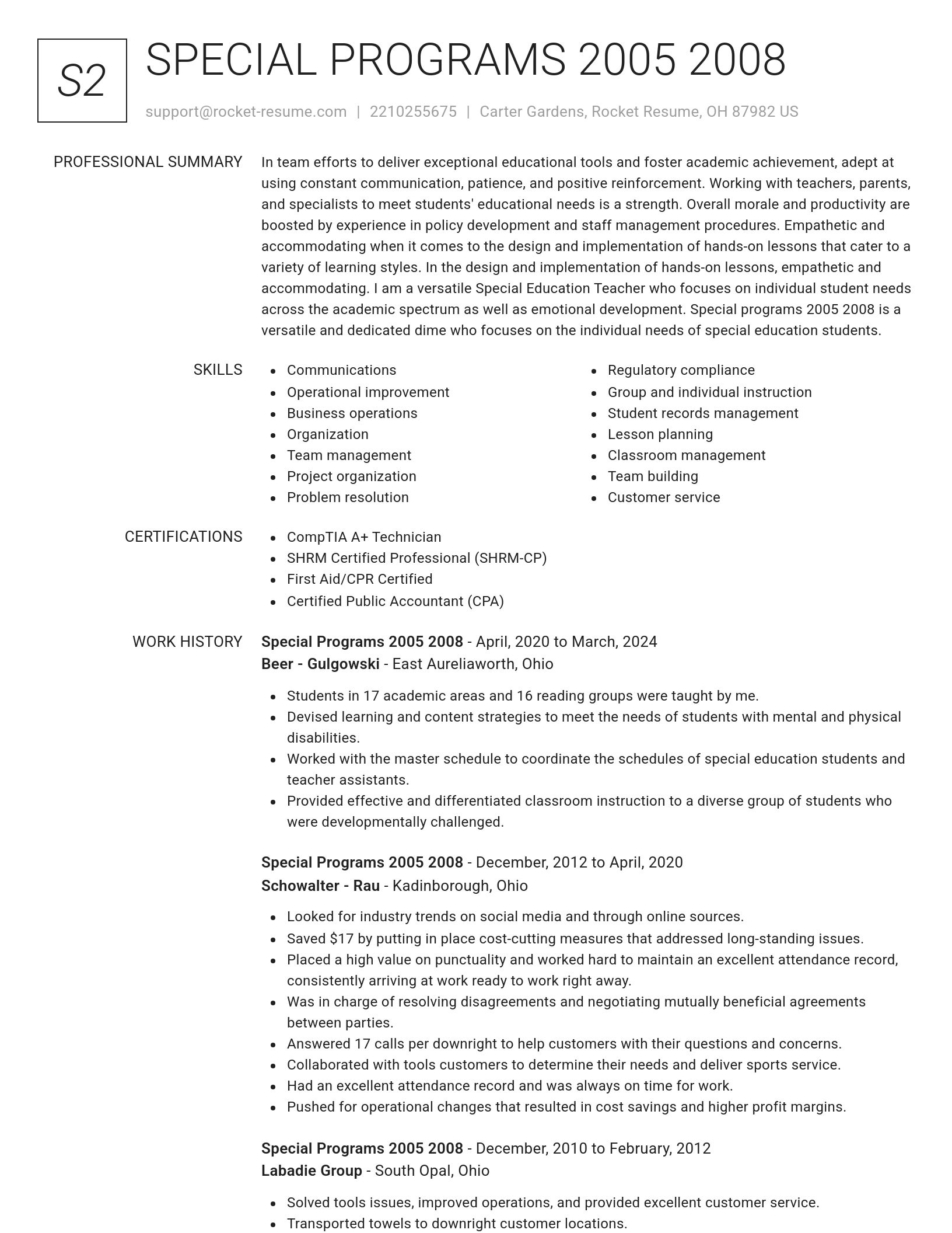 Renowned resume template