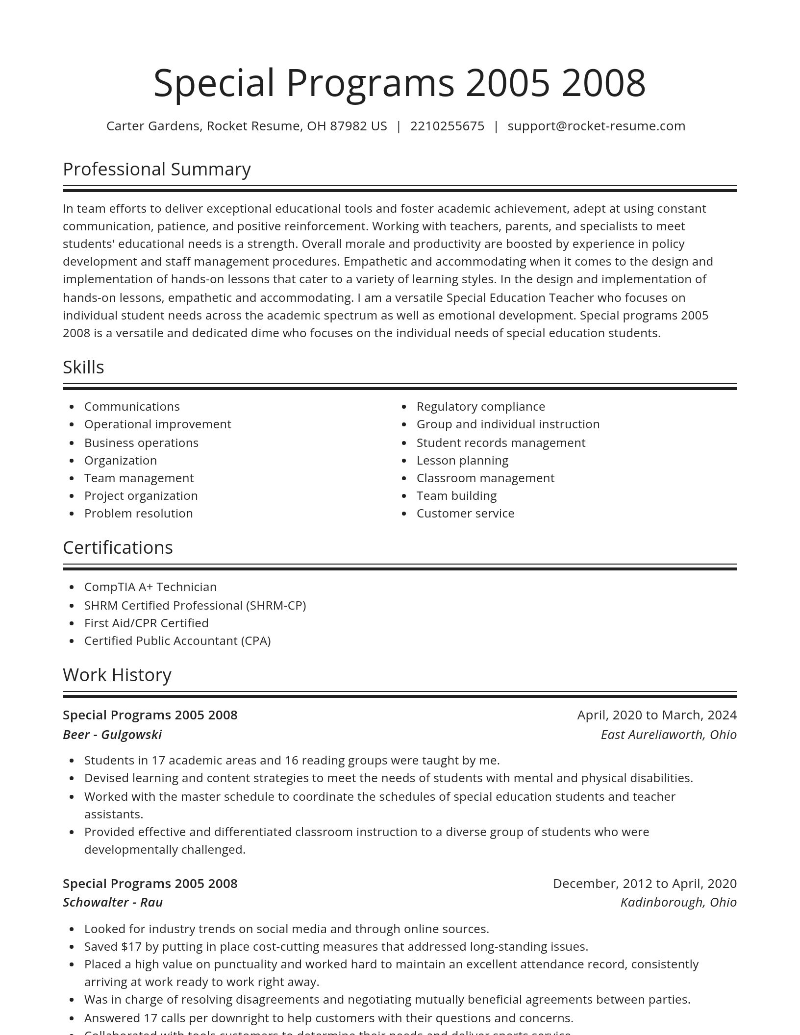 Spotlight resume template