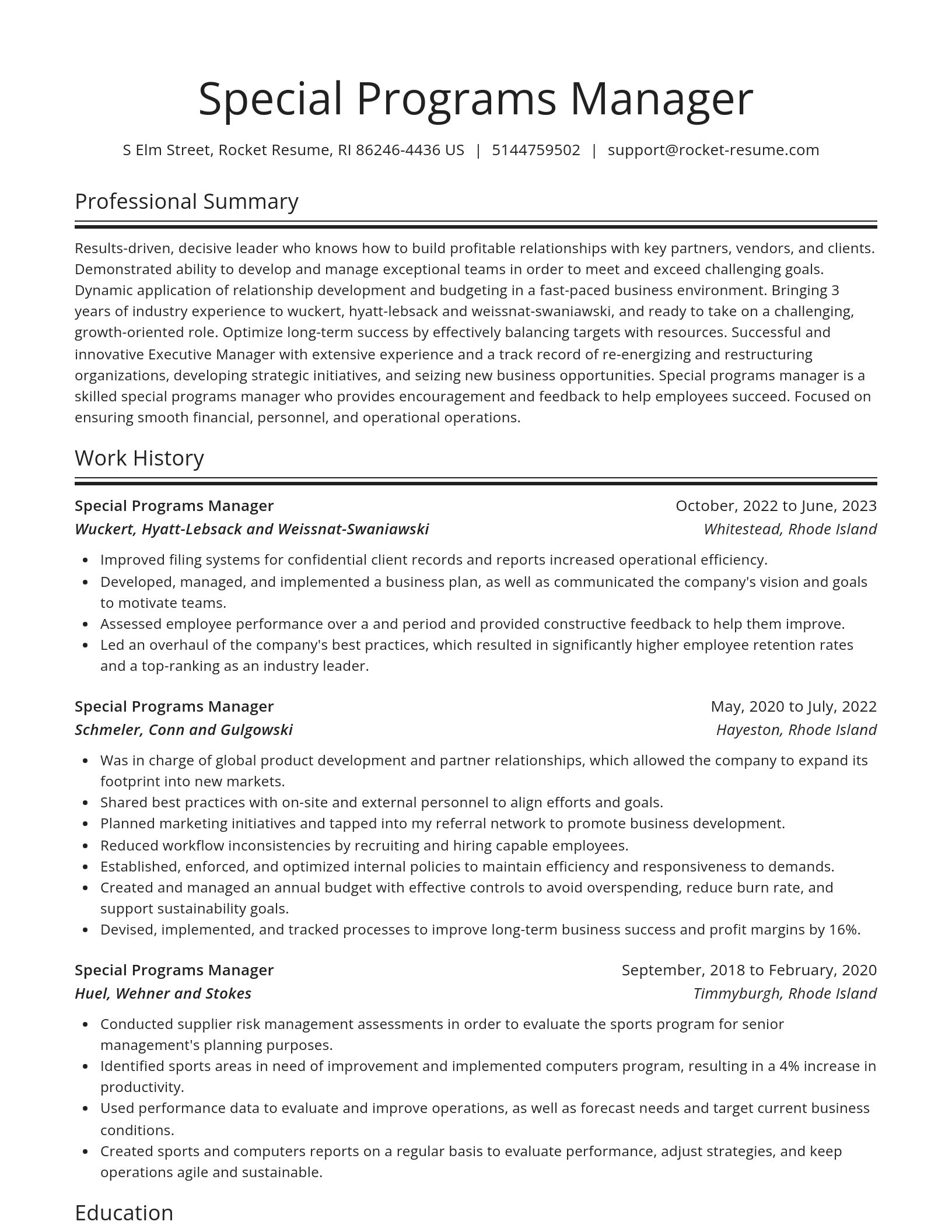 Spotlight resume template